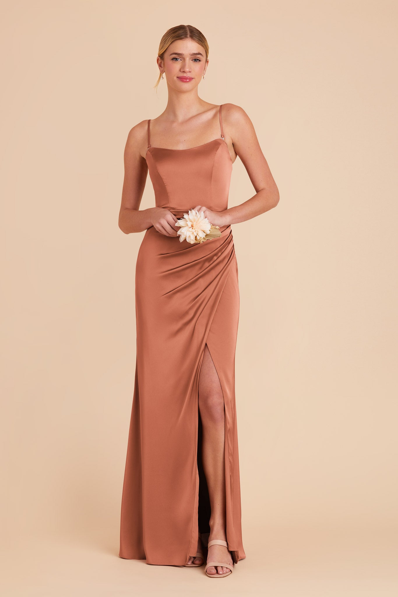 Terracotta Anne Matte Satin Dress by Birdy Grey