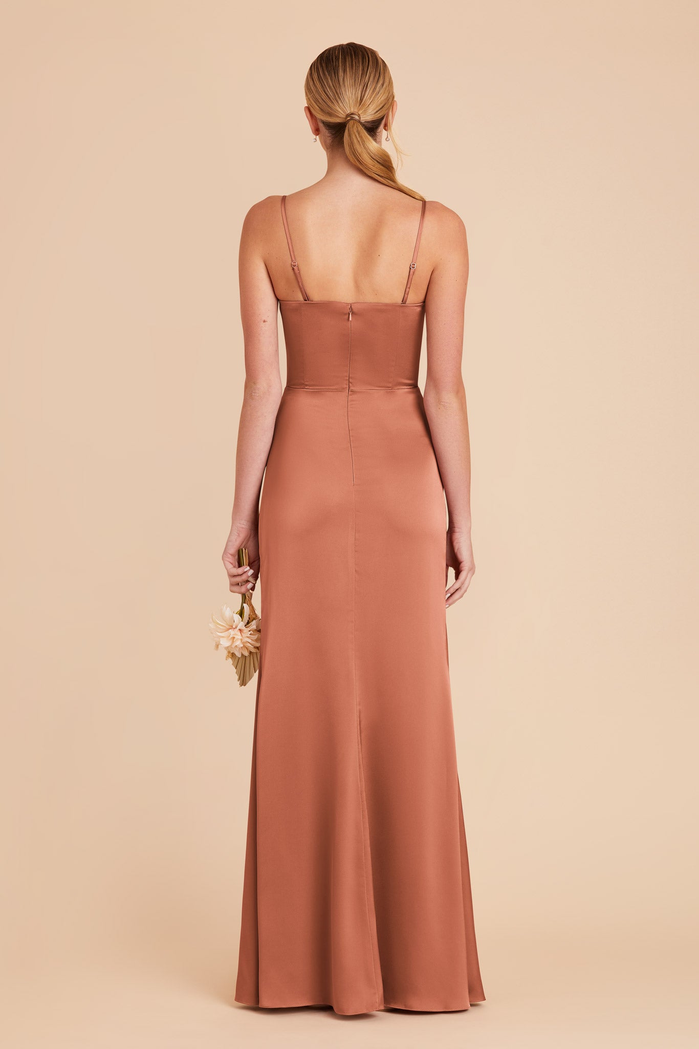 Terracotta Anne Matte Satin Dress by Birdy Grey