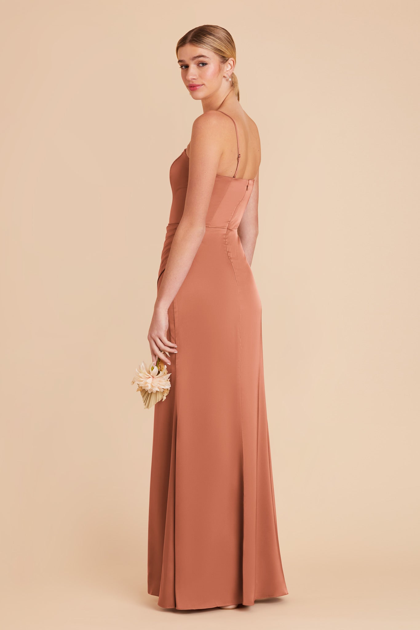 Terracotta Anne Matte Satin Dress by Birdy Grey