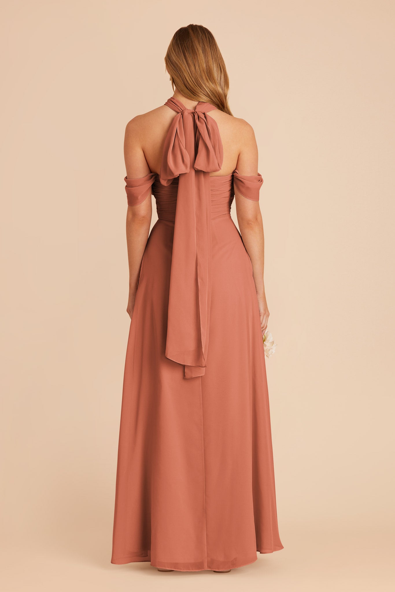 Terracotta Cara Chiffon Dress by Birdy Grey