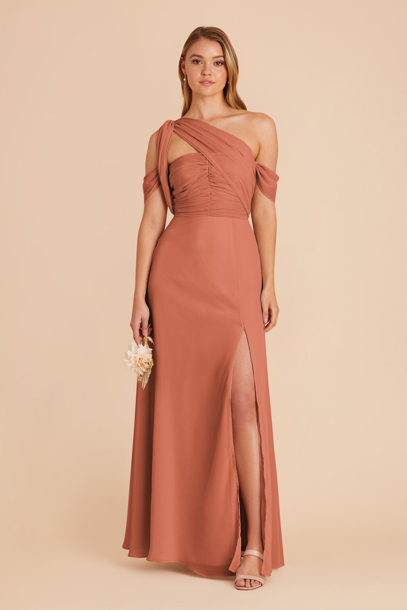 Terracotta Cara Chiffon Dress by Birdy Grey