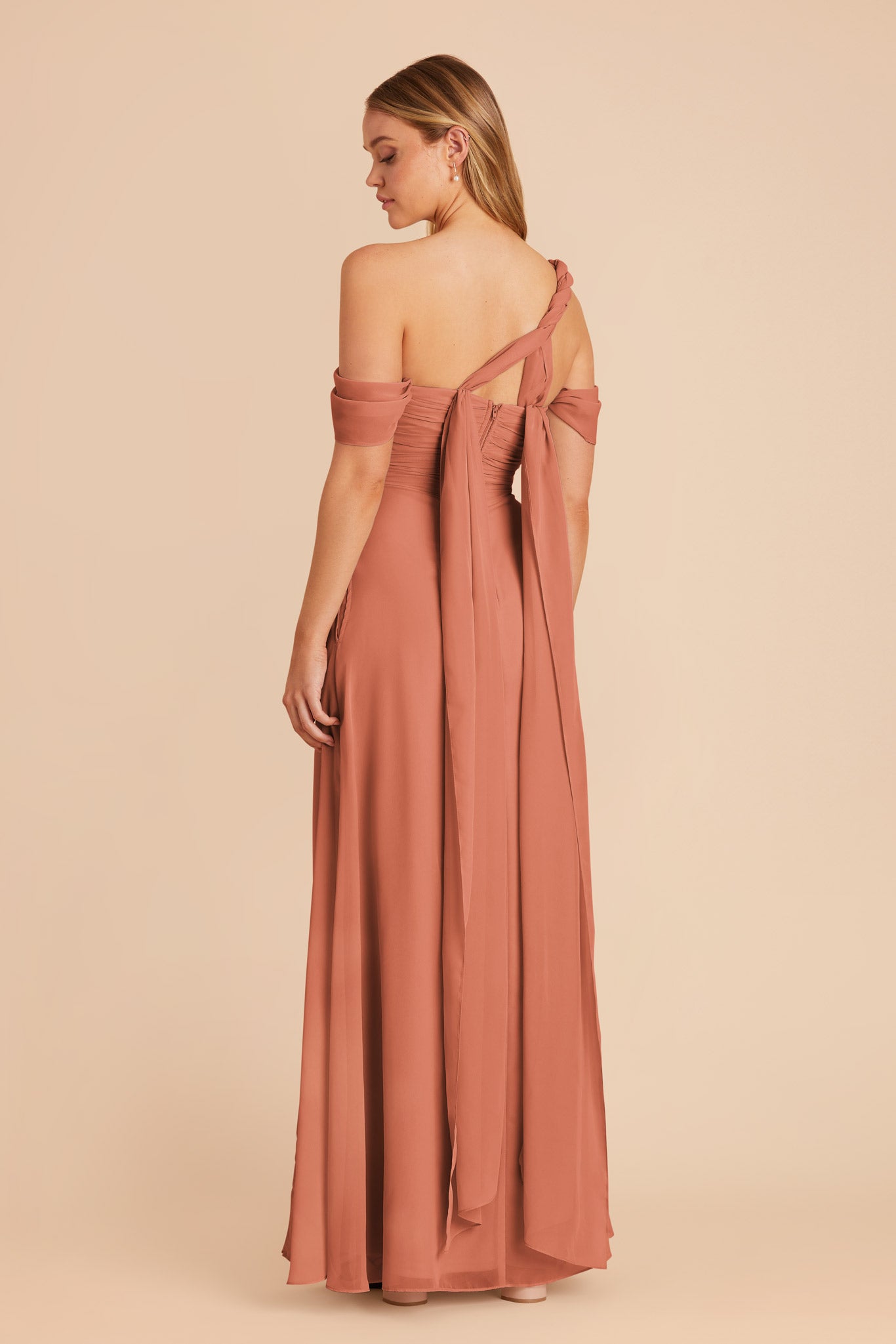 Terracotta Cara Chiffon Dress by Birdy Grey