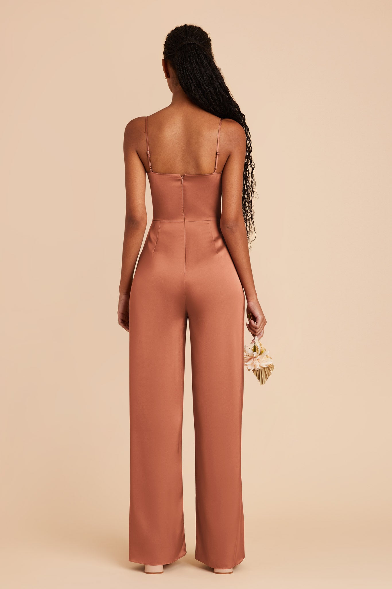 Terracotta Donna Matte Satin Bridesmaid Jumpsuit by Birdy Grey