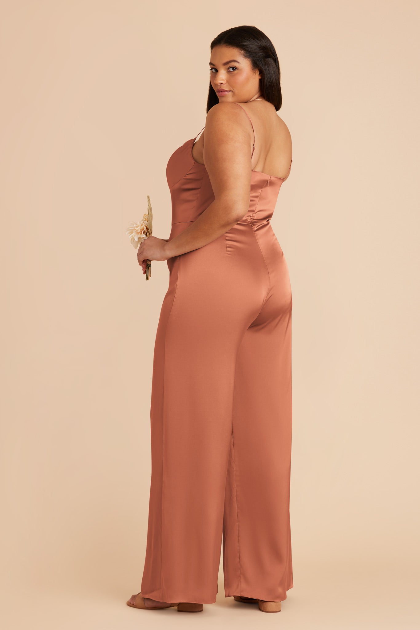 Terracotta Donna Matte Satin Bridesmaid Jumpsuit by Birdy Grey