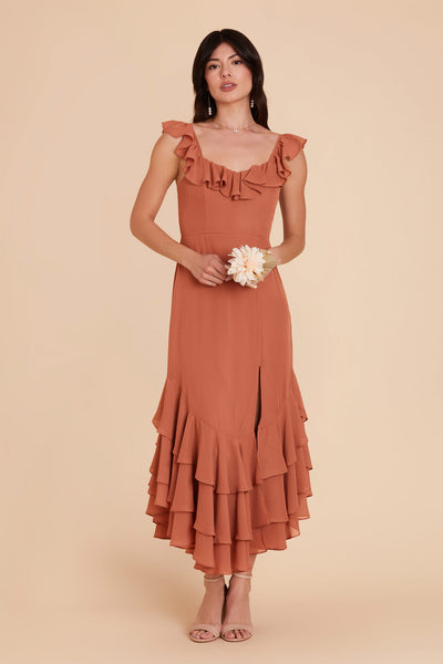 Terracotta Ginny Chiffon Dress by Birdy Grey