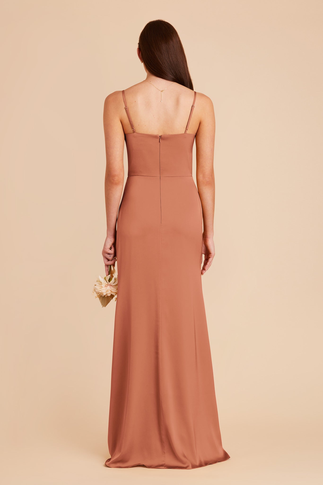 Terracotta Jennifer Matte Satin Dress by Birdy Grey