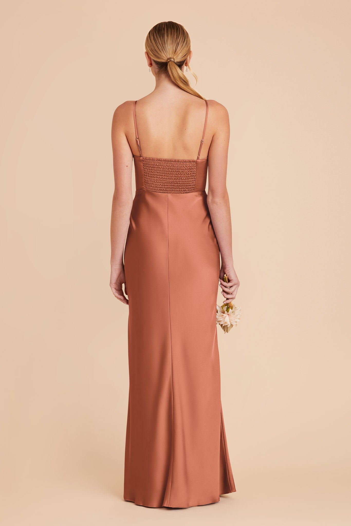 Terracotta Jessica Matte Satin Dress by Birdy Grey