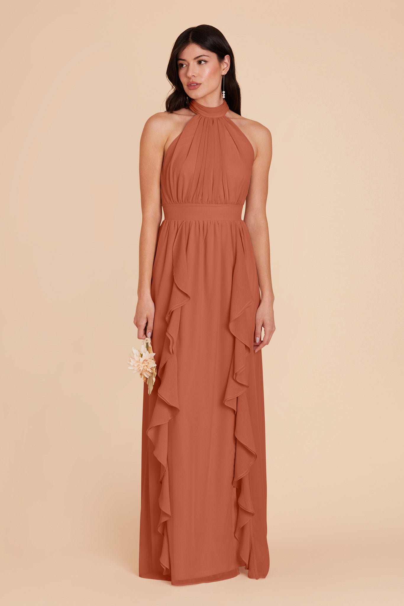 Terracotta Joyce Chiffon Dress by Birdy Grey