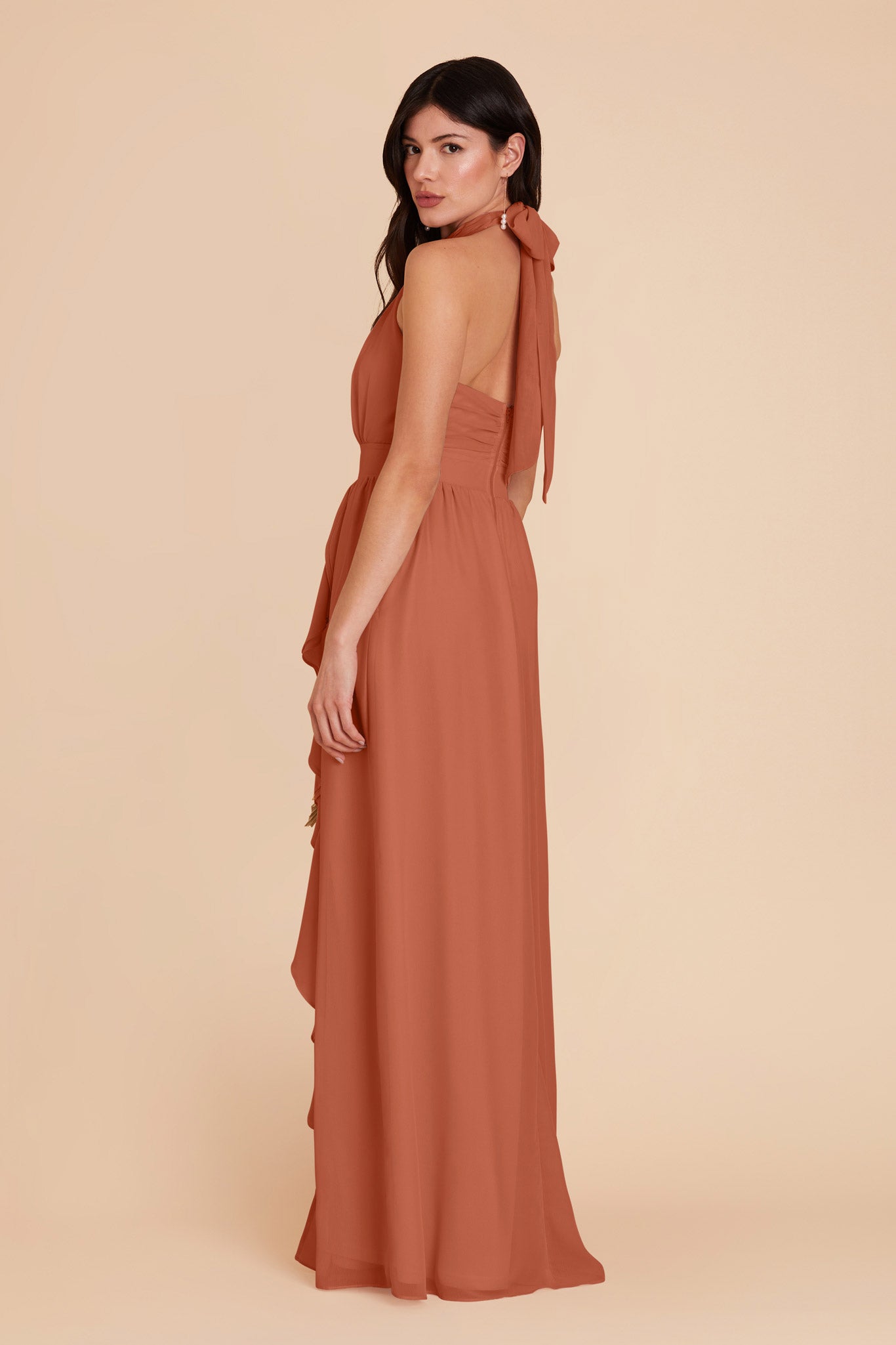 Terracotta Joyce Chiffon Dress by Birdy Grey