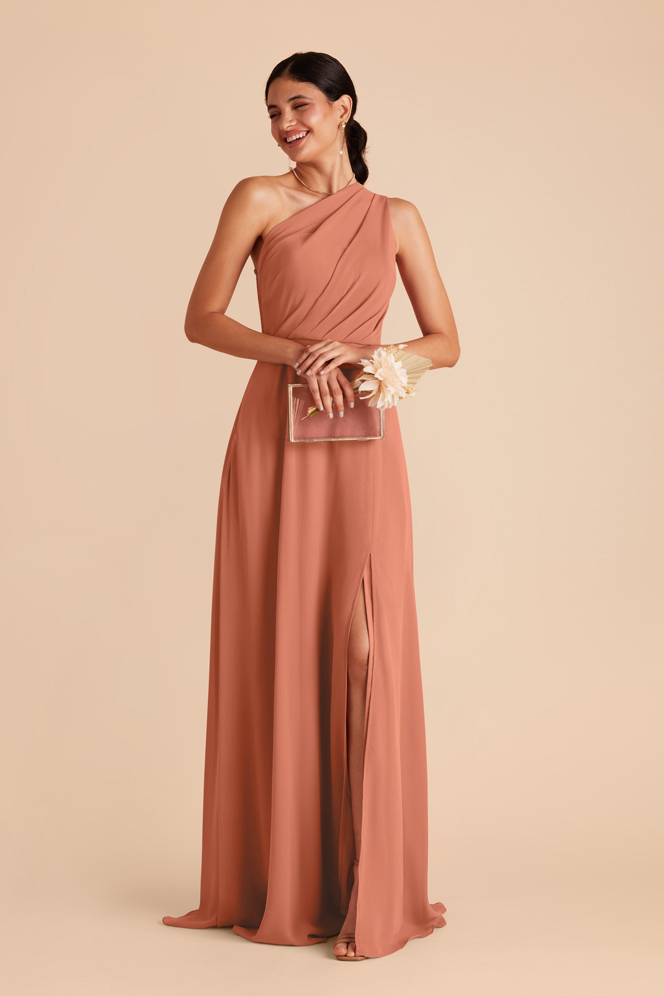 Kira Dress With Slit - Terracotta