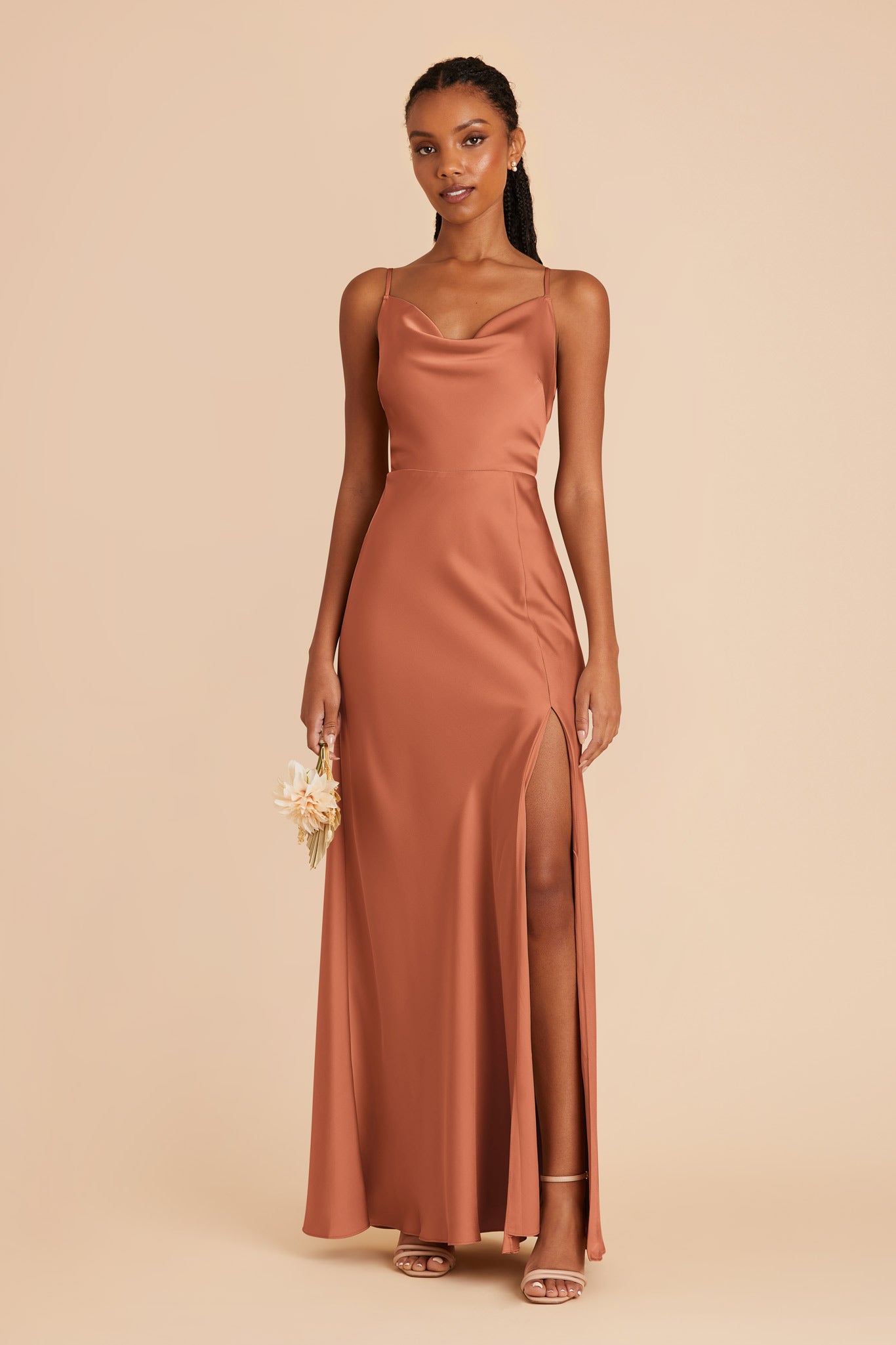 Terracotta silk dress hot sale
