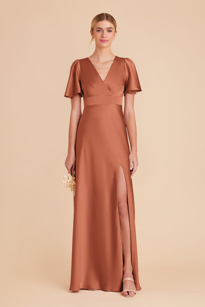 Terracotta Marni Matte Satin Dress by Birdy Grey