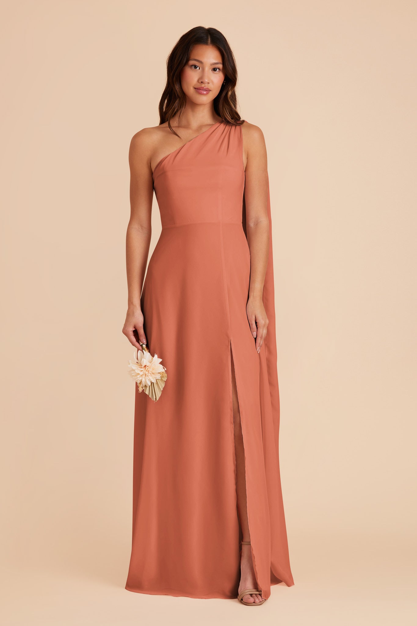 Terracotta Melissa Chiffon Dress by Birdy Grey