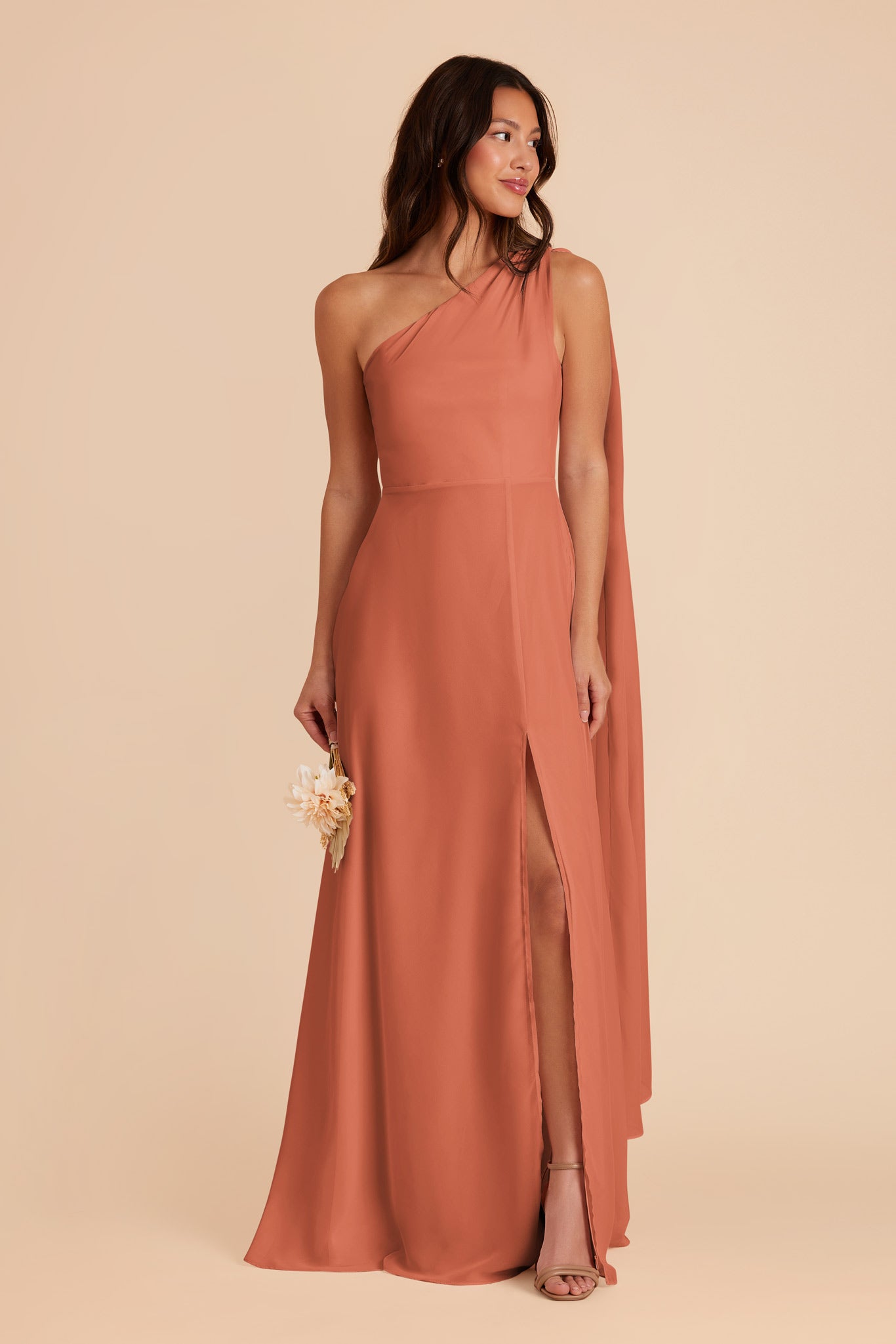 Terracotta Melissa Chiffon Dress by Birdy Grey