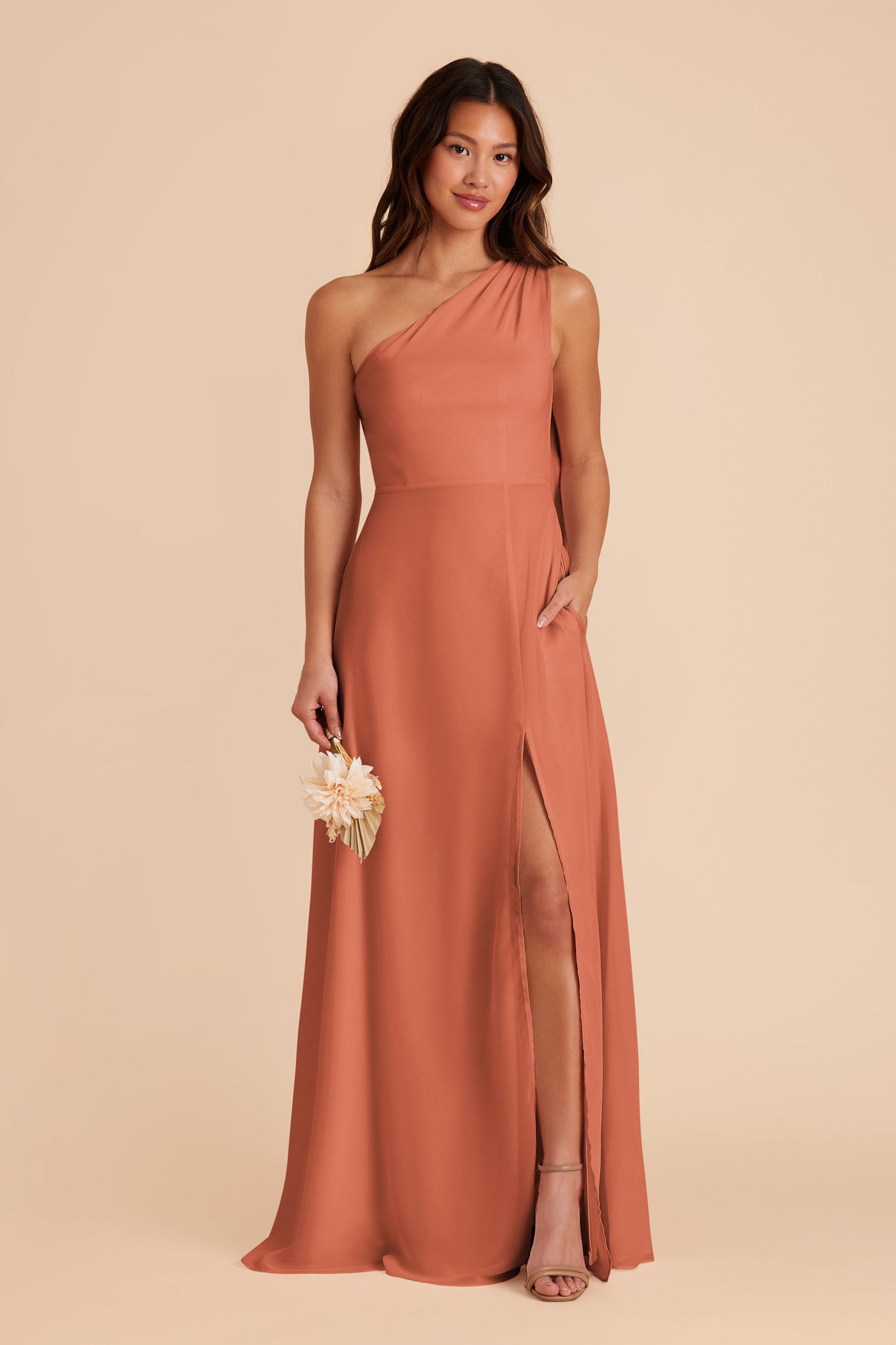 Terracotta Melissa Chiffon Dress by Birdy Grey