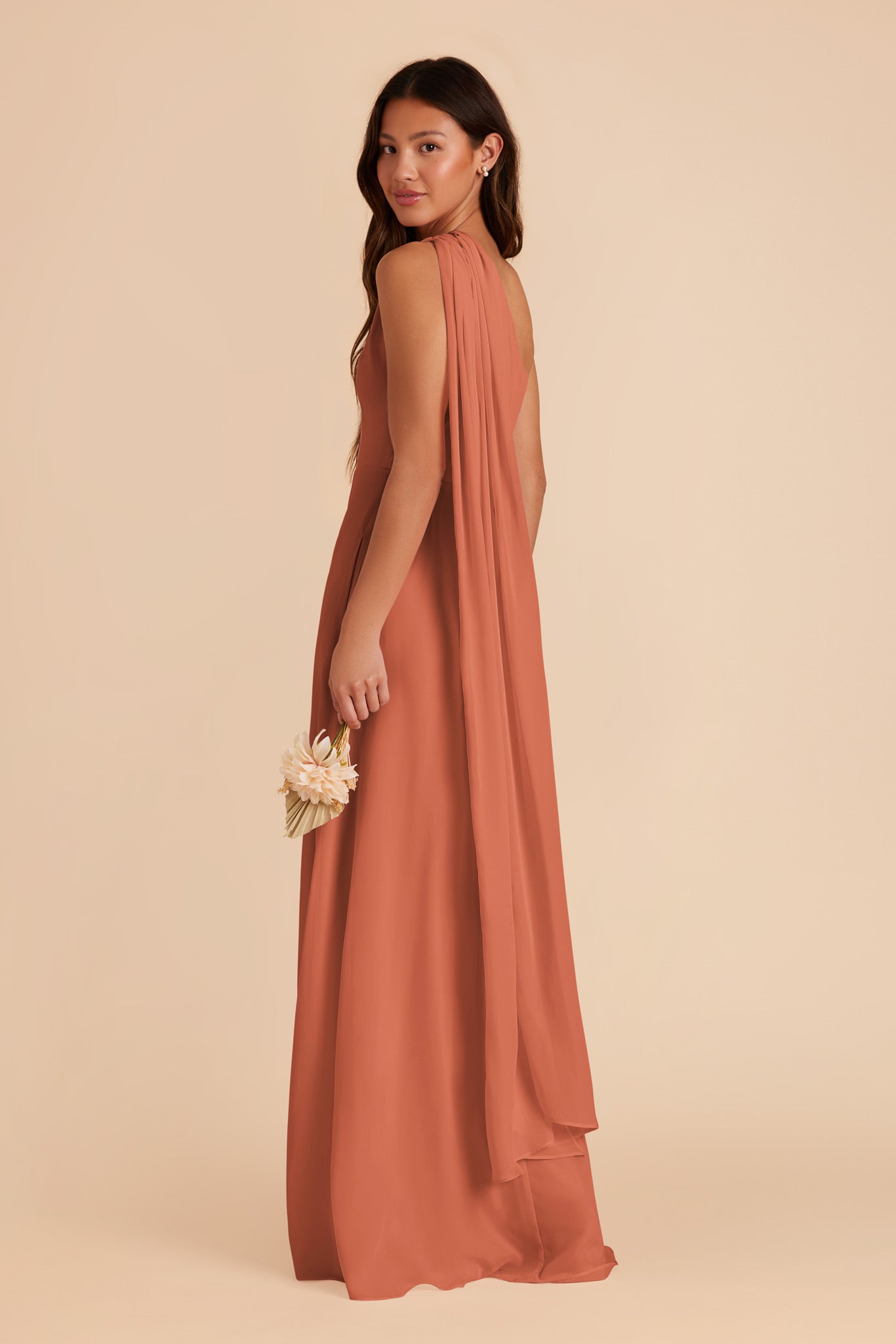 Terracotta Melissa Chiffon Dress by Birdy Grey