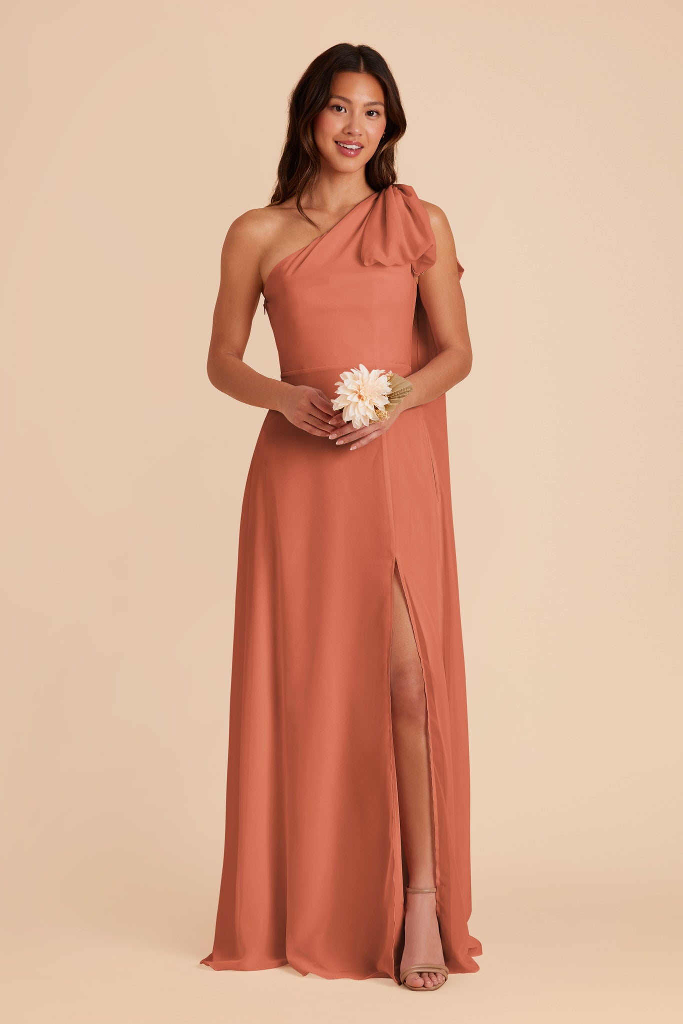 Terracotta Melissa Chiffon Dress by Birdy Grey