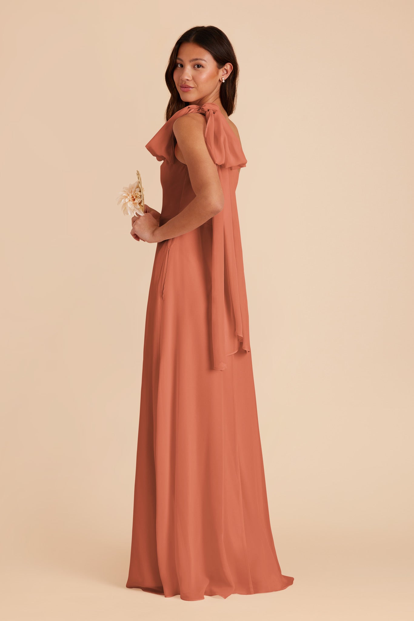 Terracotta Melissa Chiffon Dress by Birdy Grey