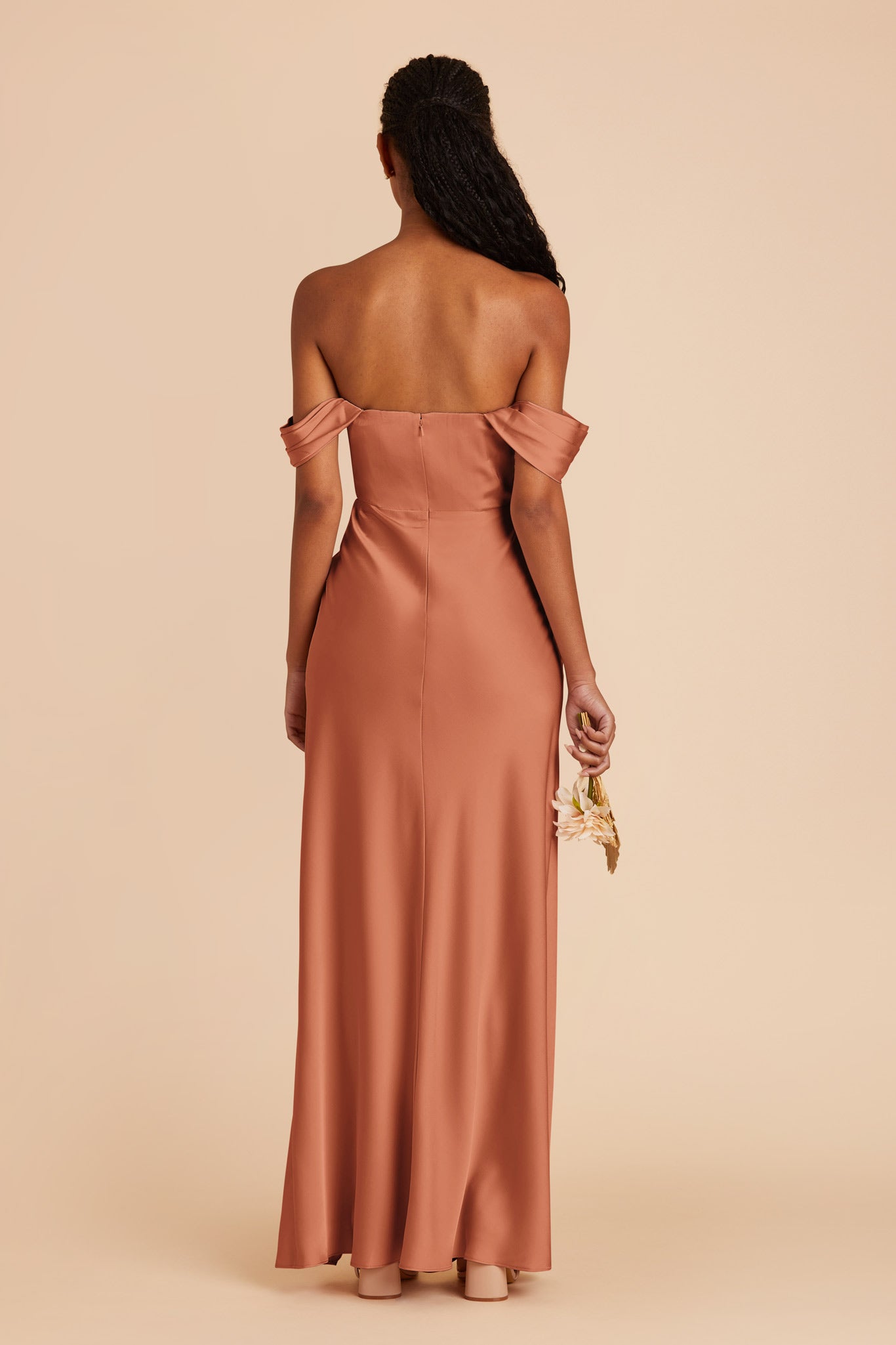 Terracotta Mia Matte Satin Dress by Birdy Grey