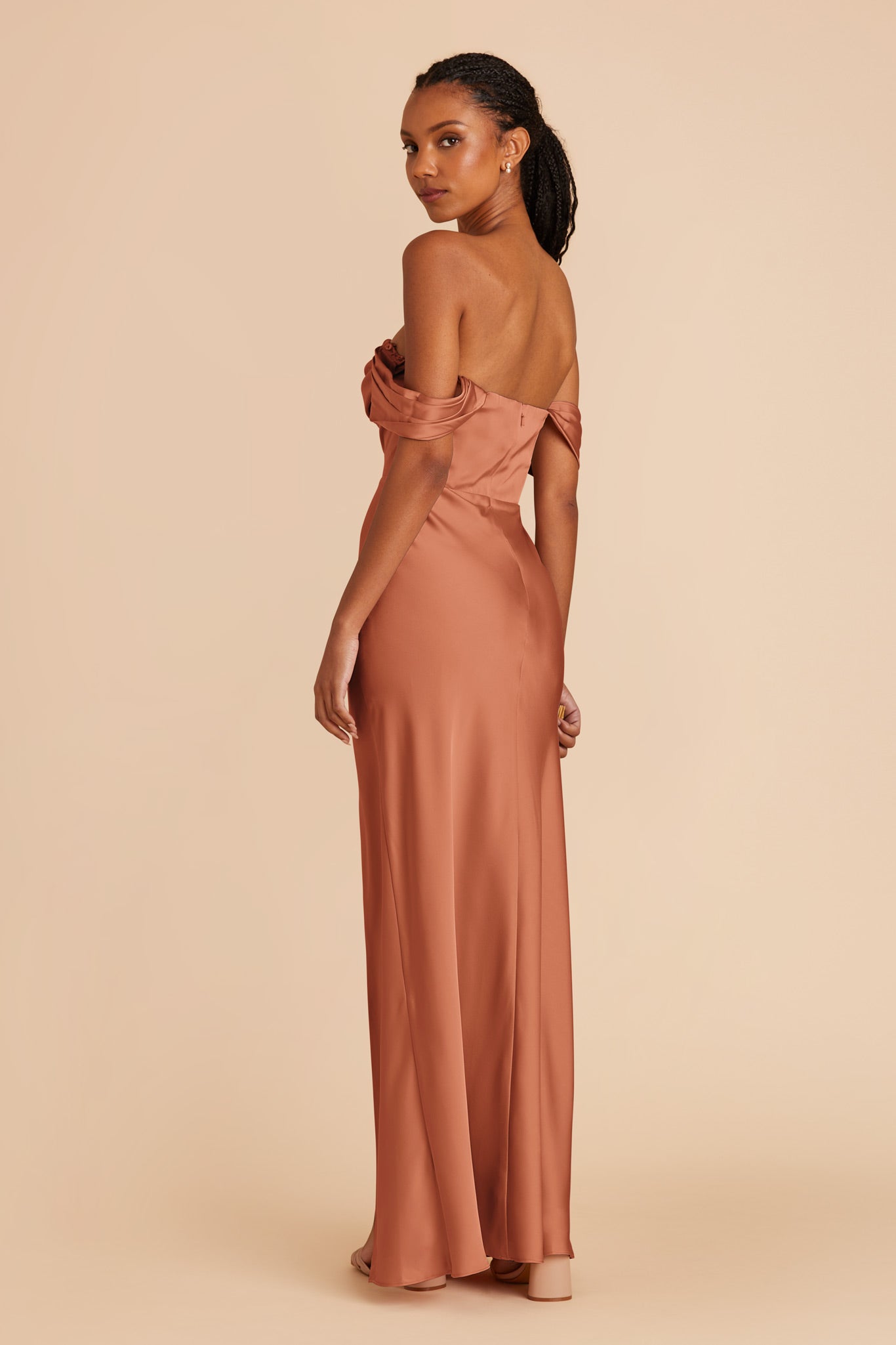 Terracotta Mia Matte Satin Dress by Birdy Grey