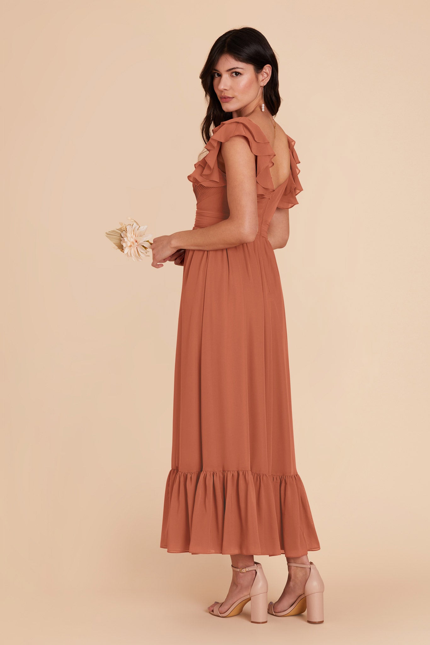 Terracotta Michelle Chiffon Dress by Birdy Grey