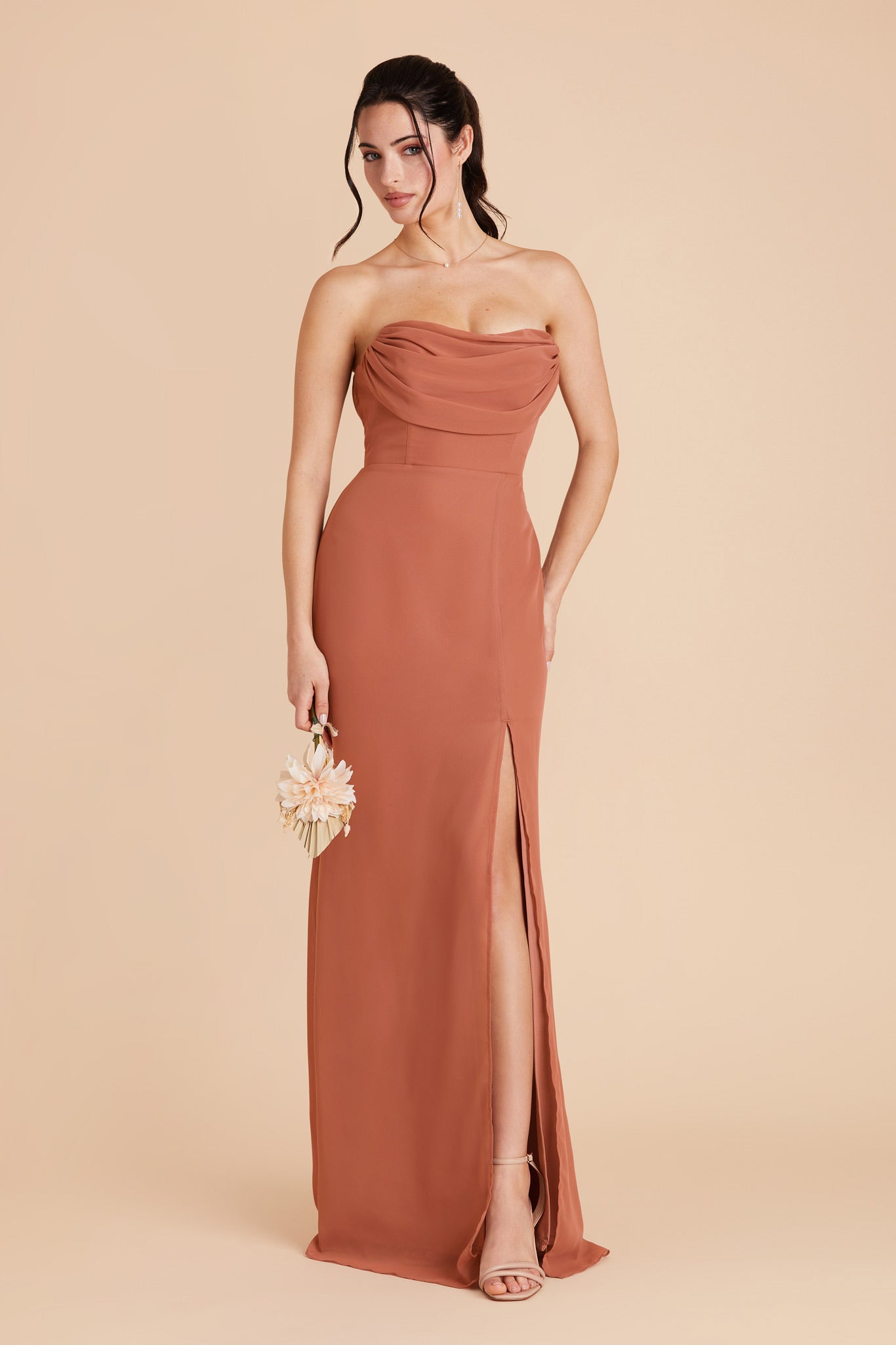 Mira Terracotta Chiffon Bridesmaid Dress