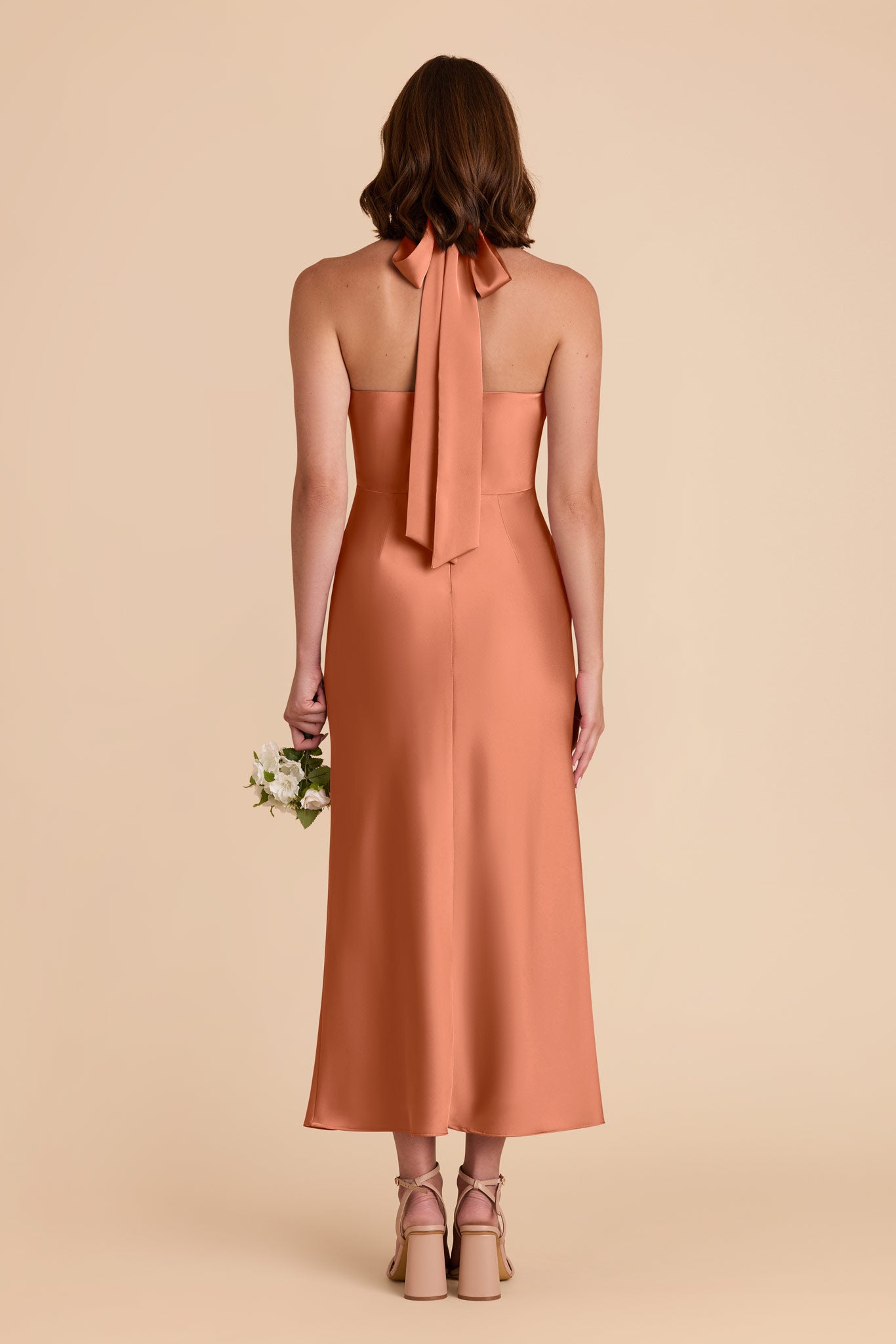 Terracotta Monique Matte Satin Dress by Birdy Grey