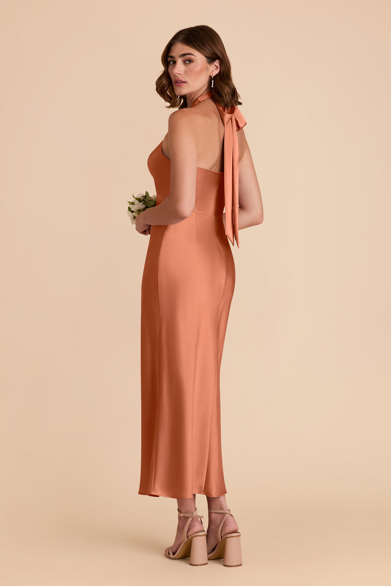 Terracotta Monique Matte Satin Dress by Birdy Grey