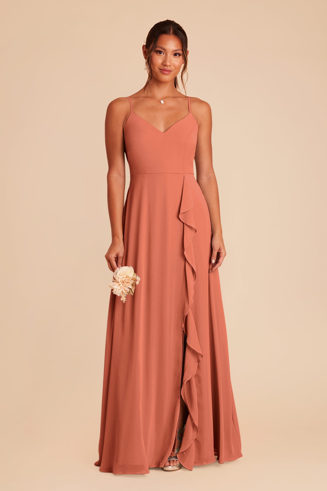 Terracotta Theresa Chiffon Dress by Birdy Grey