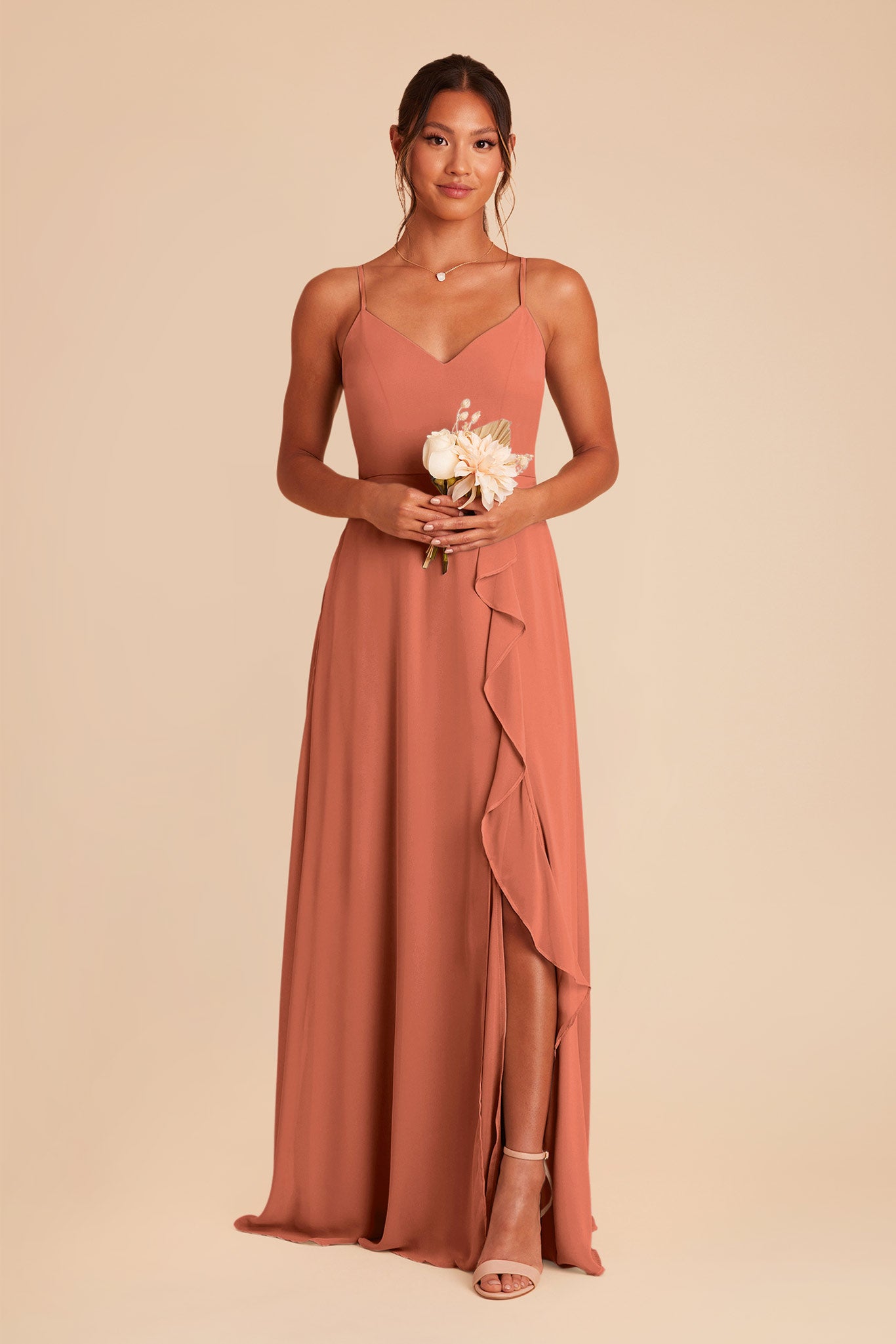 Terracotta Theresa Chiffon Dress by Birdy Grey