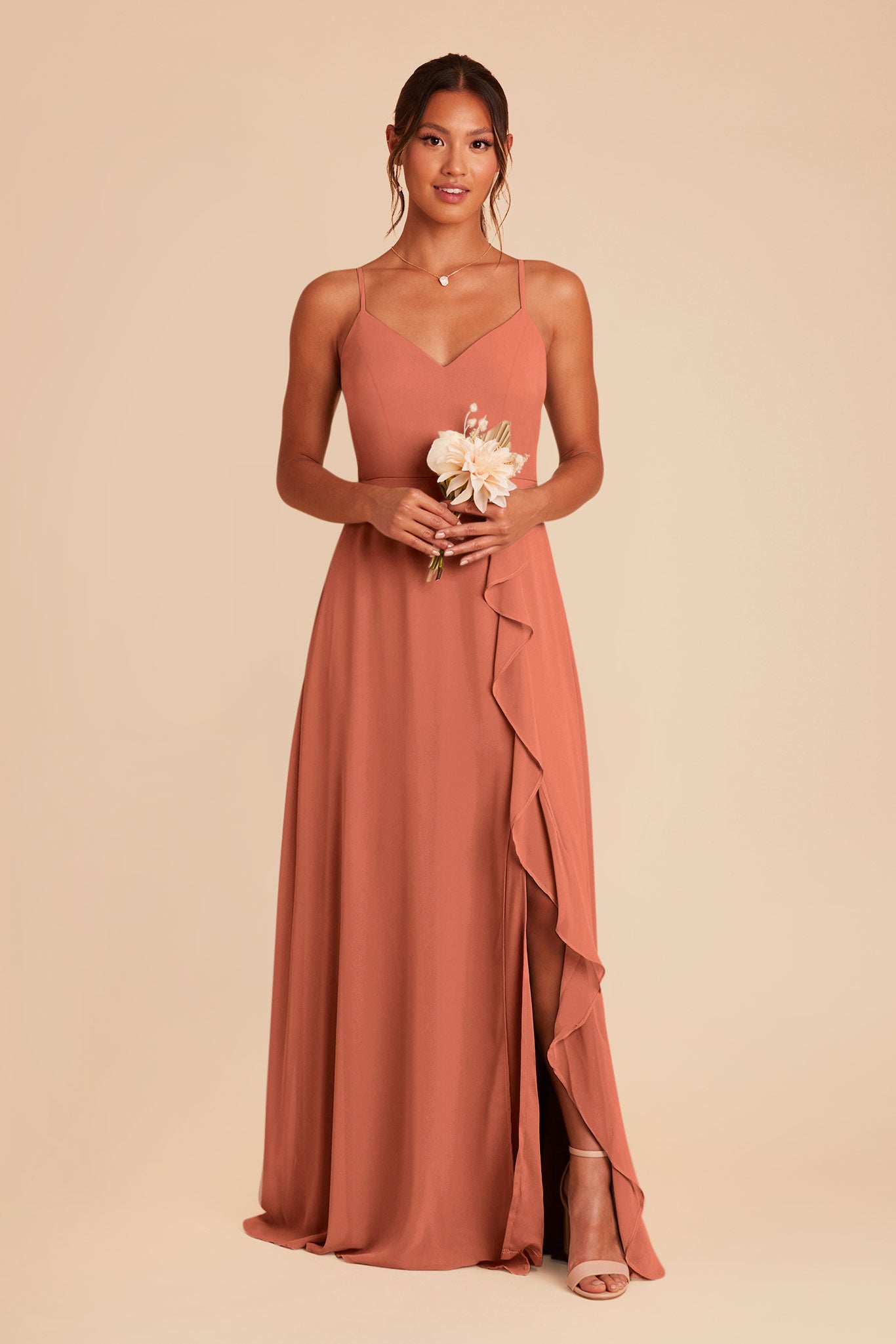 Terracotta Theresa Chiffon Dress by Birdy Grey