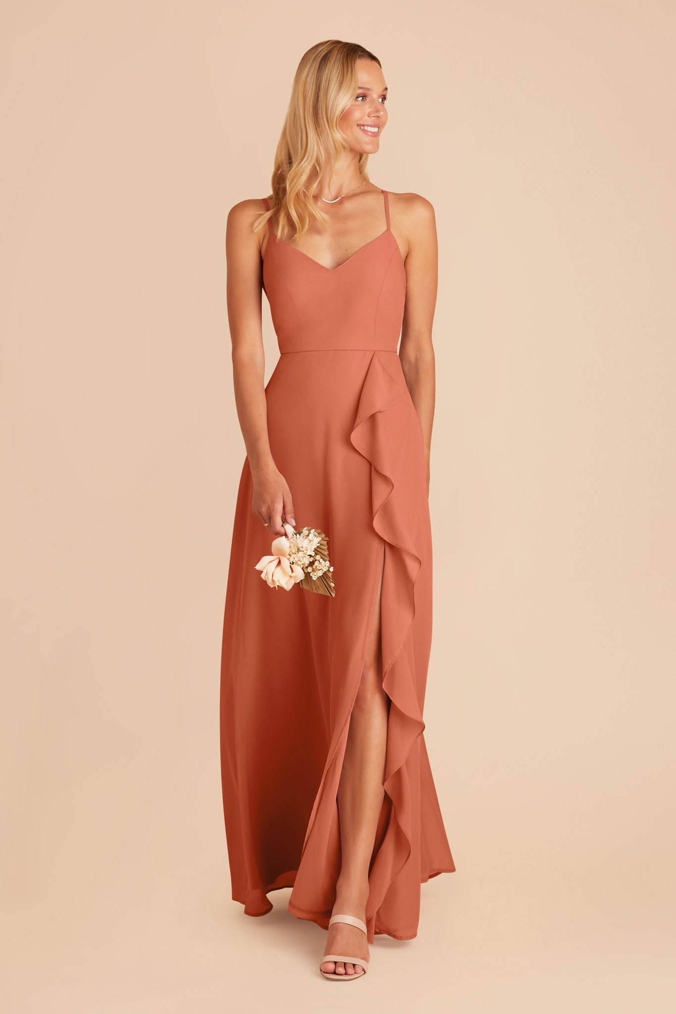 Terracotta Theresa Chiffon Dress by Birdy Grey