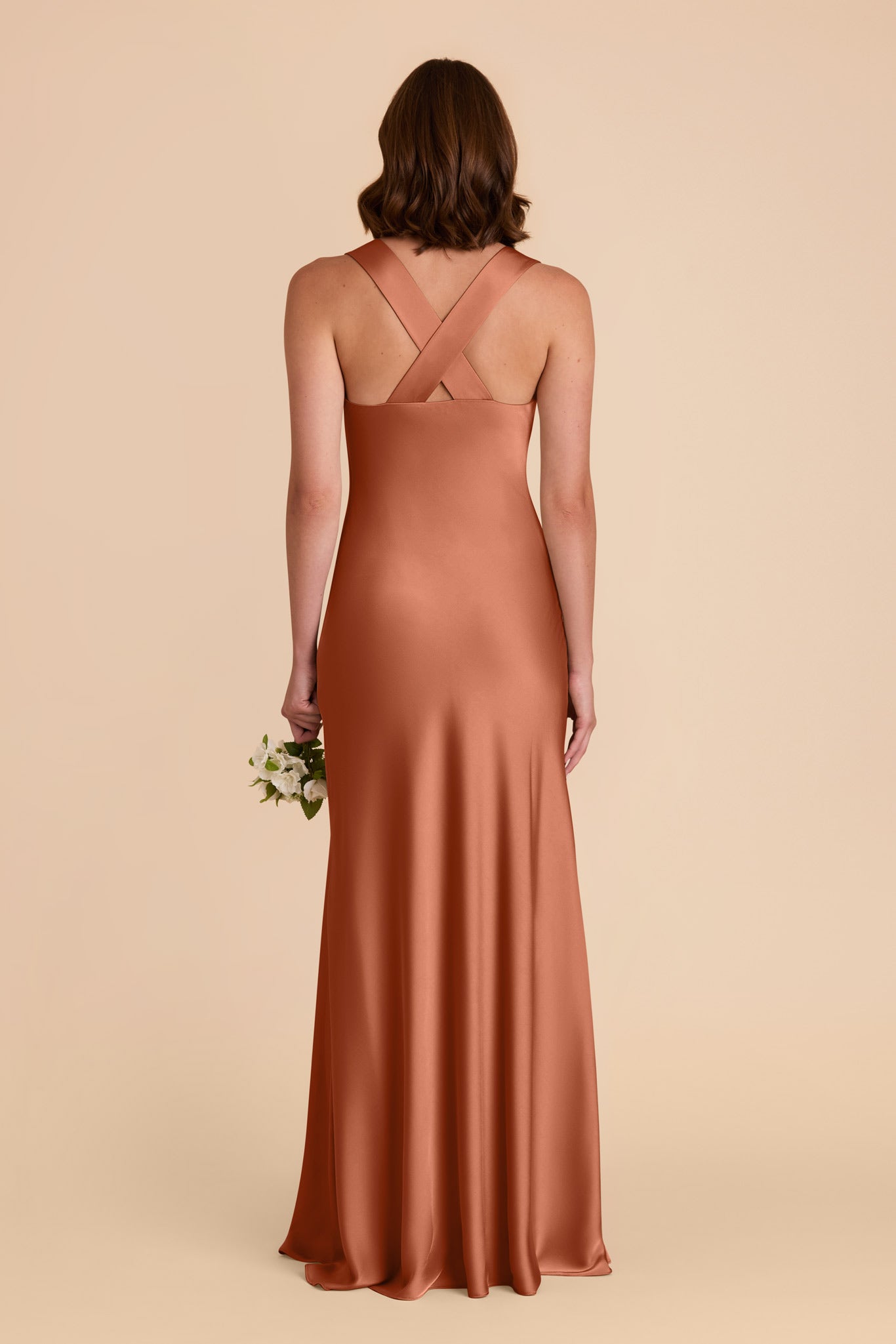 Terracotta Veronica Matte Satin Dress by Birdy Grey