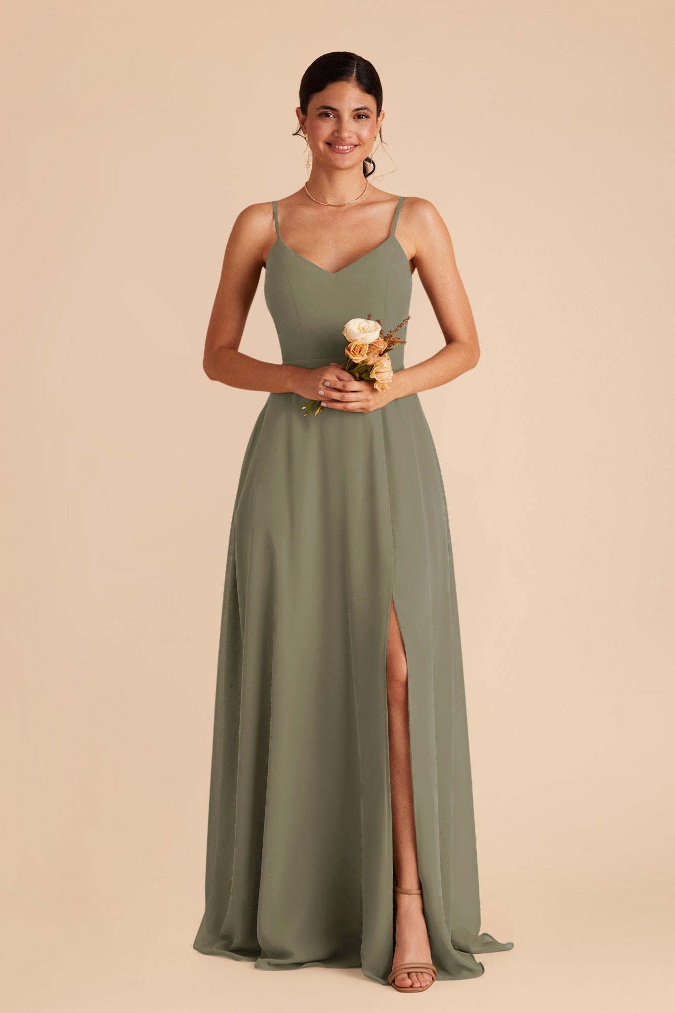 Thyme Devin Chiffon Dress with Slit by Birdy Grey