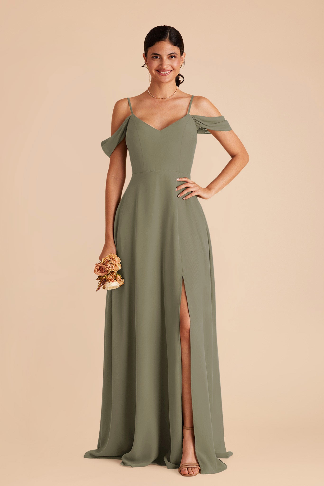 Thyme Devin Chiffon Dress with Slit by Birdy Grey