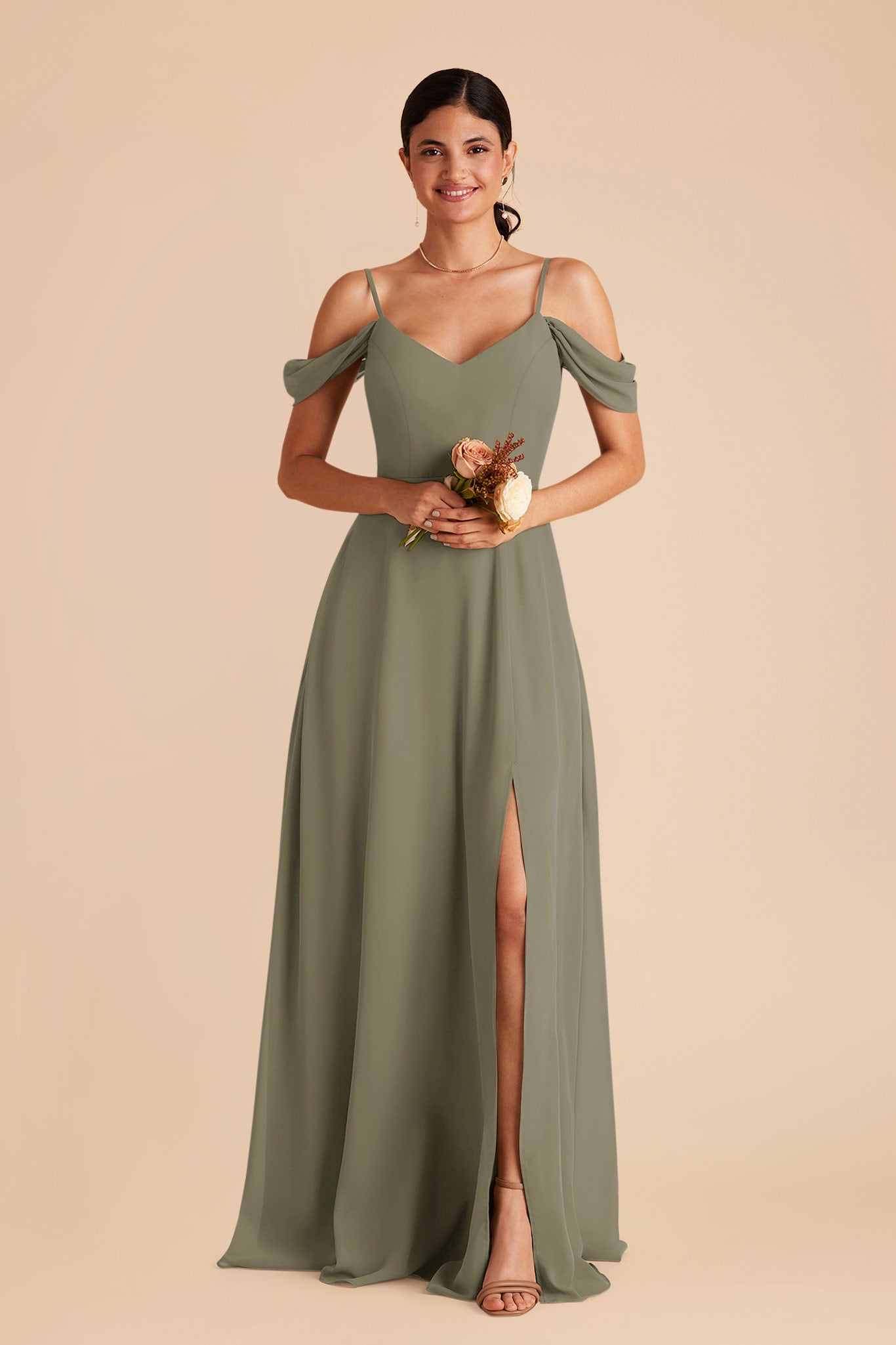 Thyme Devin Chiffon Dress with Slit by Birdy Grey