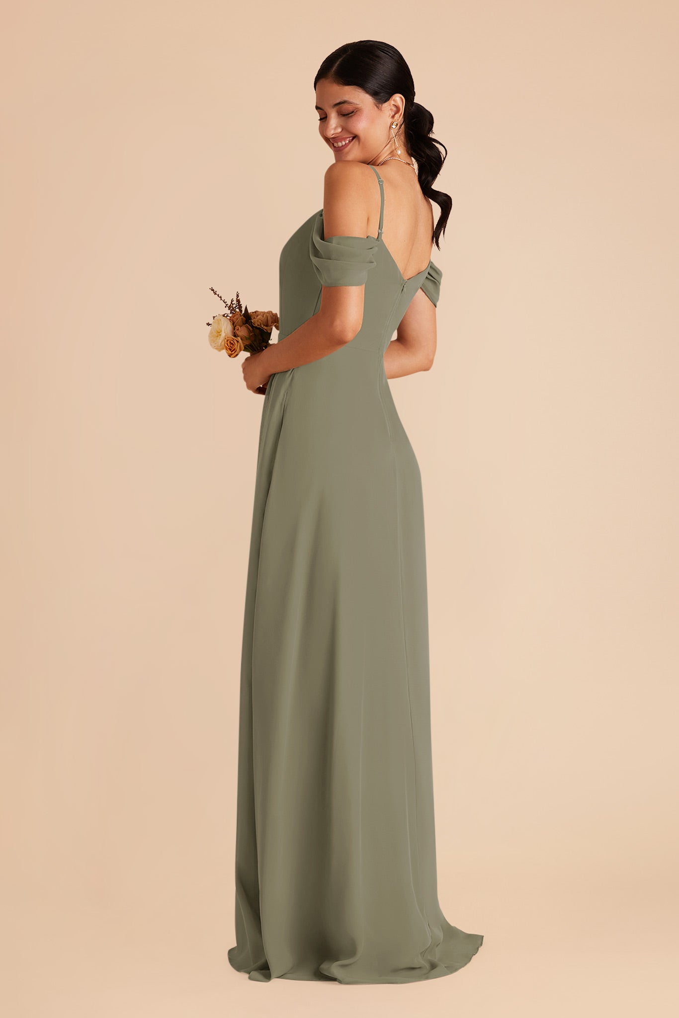 Thyme Devin Chiffon Dress with Slit by Birdy Grey