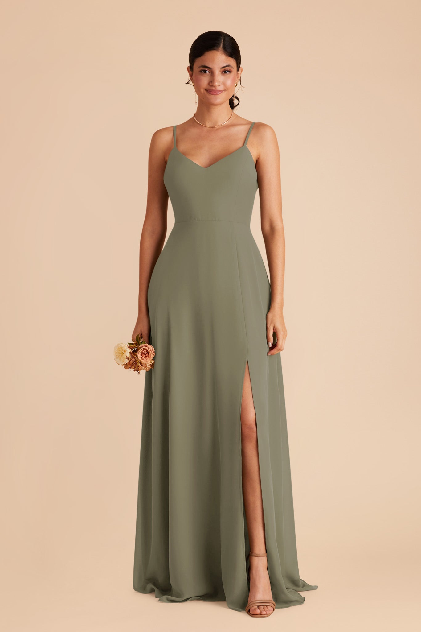 Thyme Devin Chiffon Dress with Slit by Birdy Grey