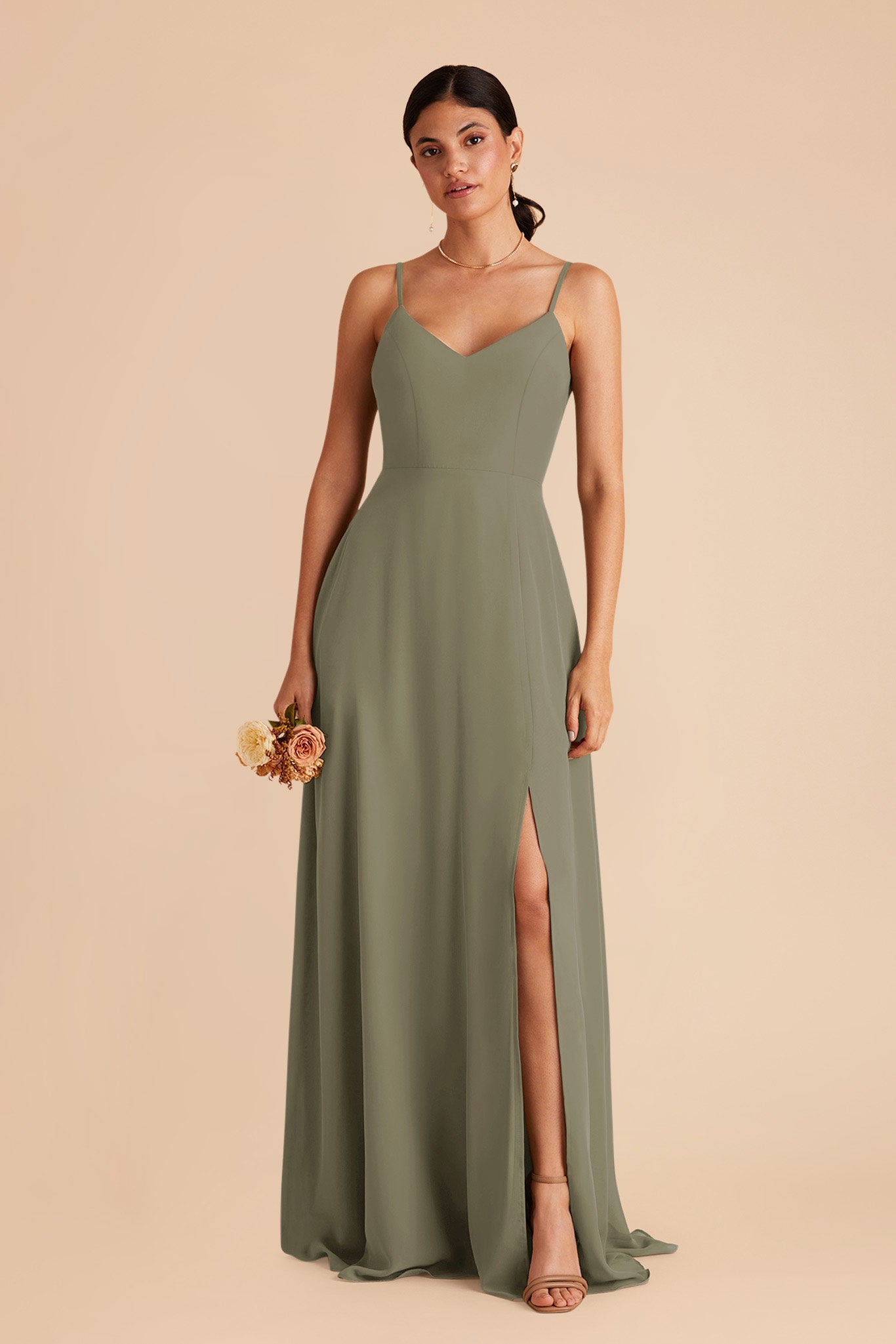 Thyme Devin Chiffon Dress with Slit by Birdy Grey