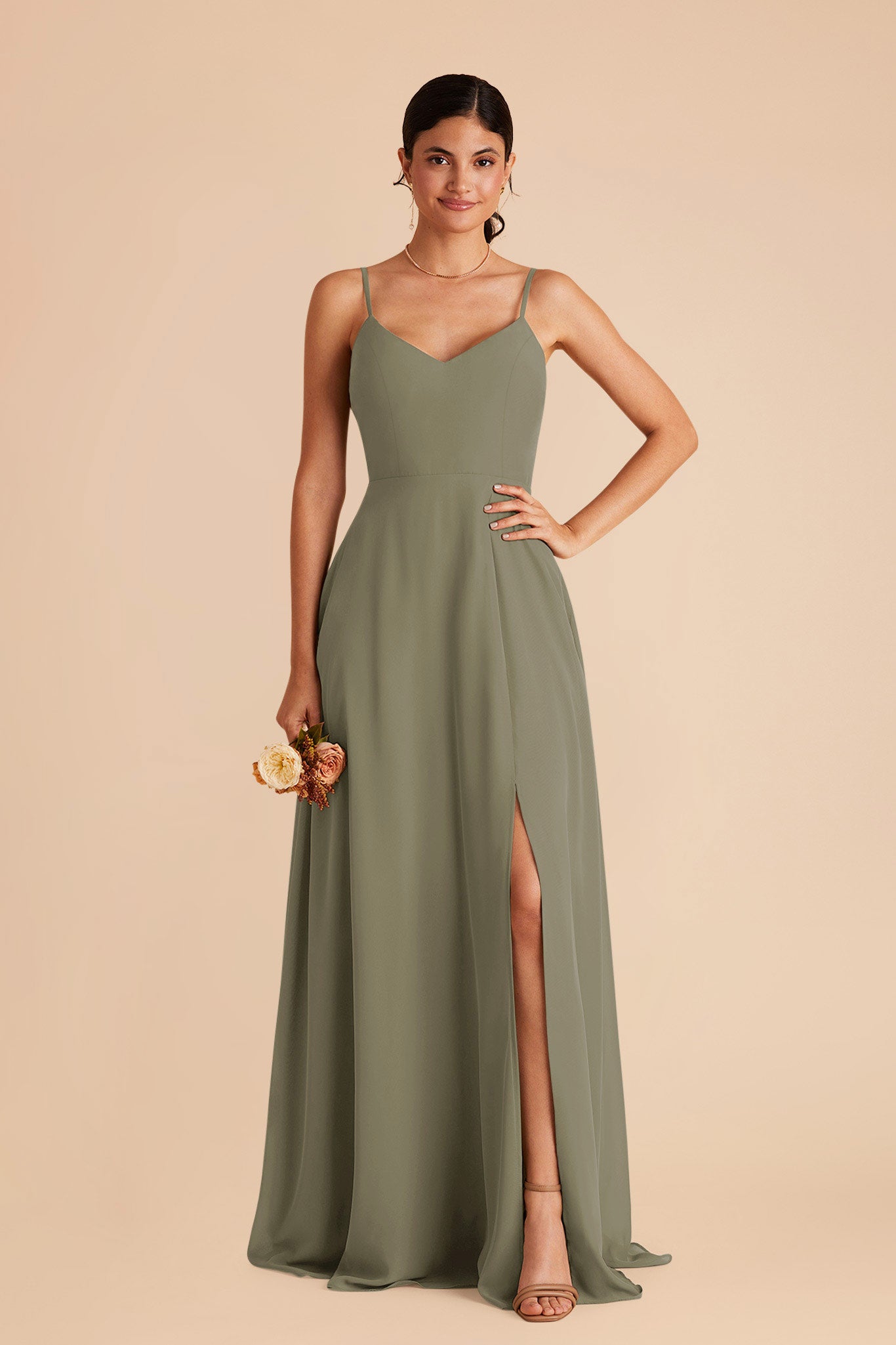 Thyme Devin Chiffon Dress with Slit by Birdy Grey