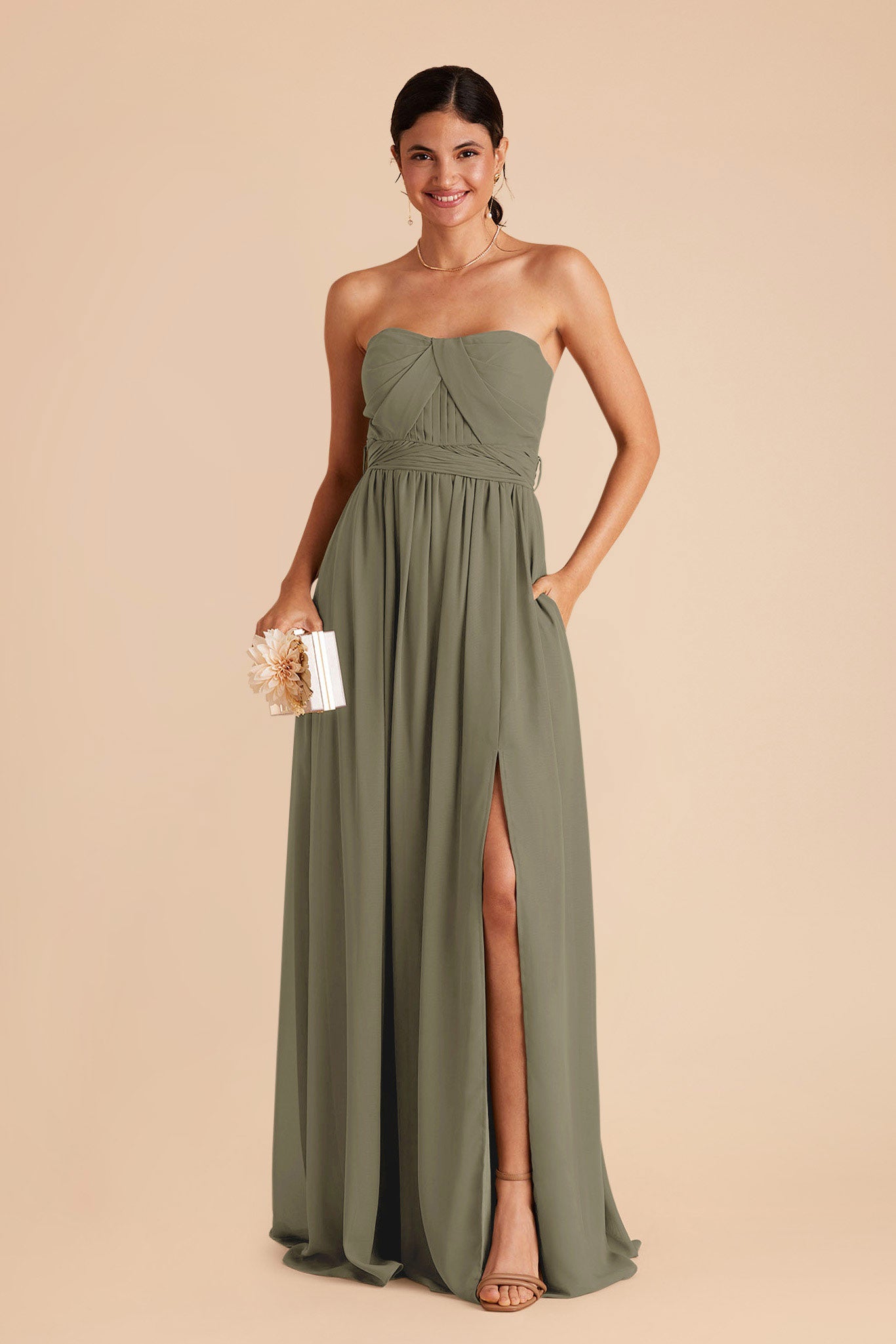 Thyme Grace Chiffon Dress with Slit by Birdy Grey