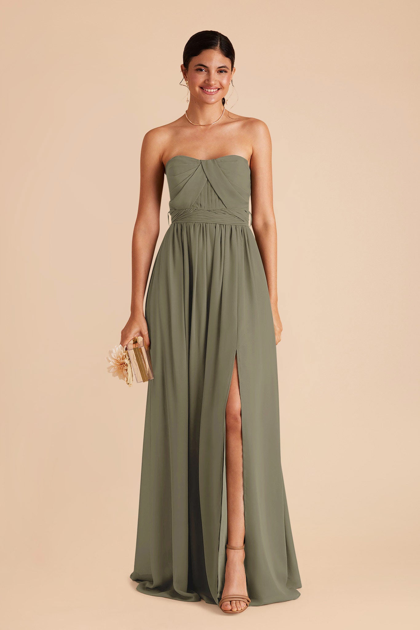 Thyme Grace Chiffon Dress with Slit by Birdy Grey