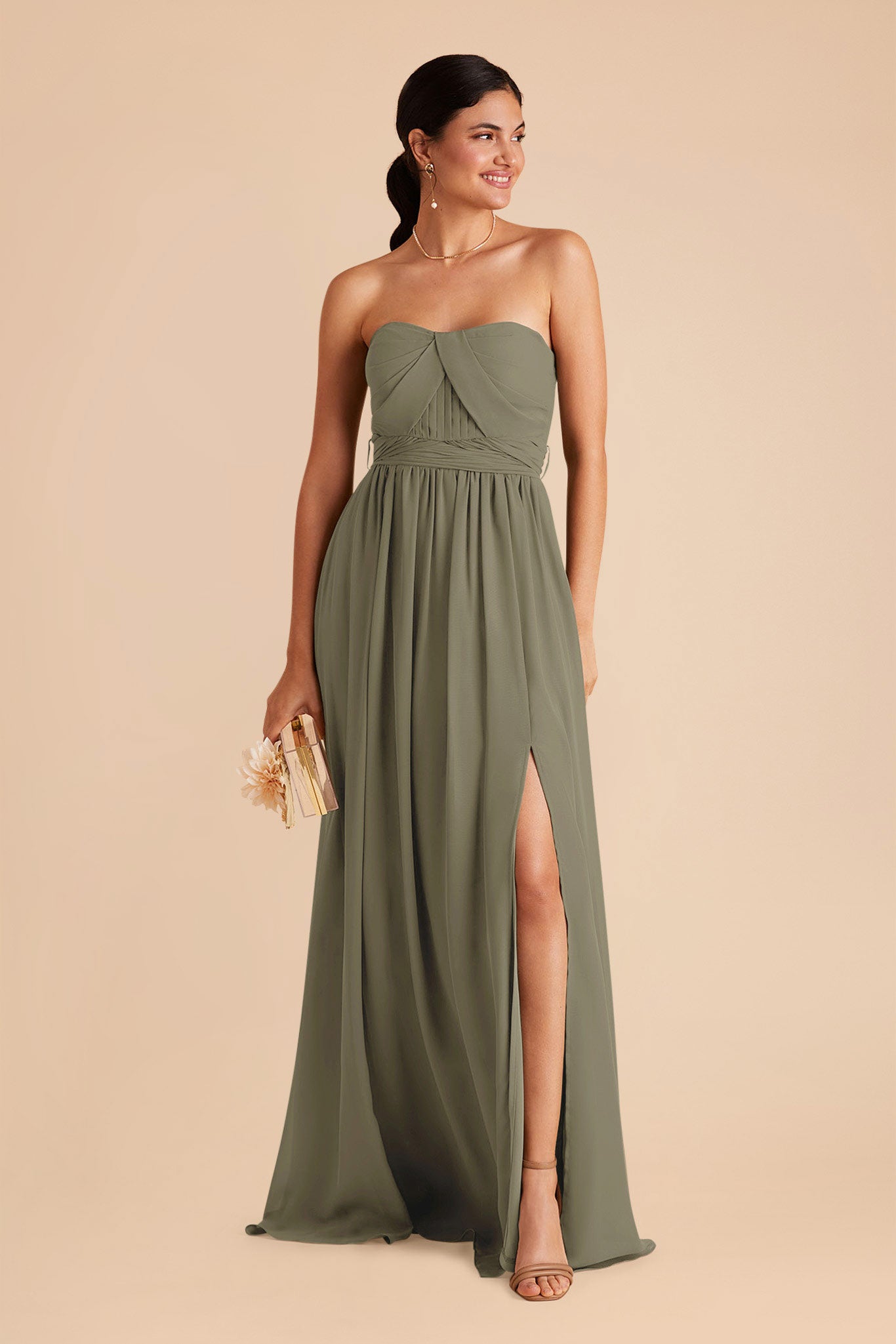 Thyme Grace Chiffon Dress with Slit by Birdy Grey