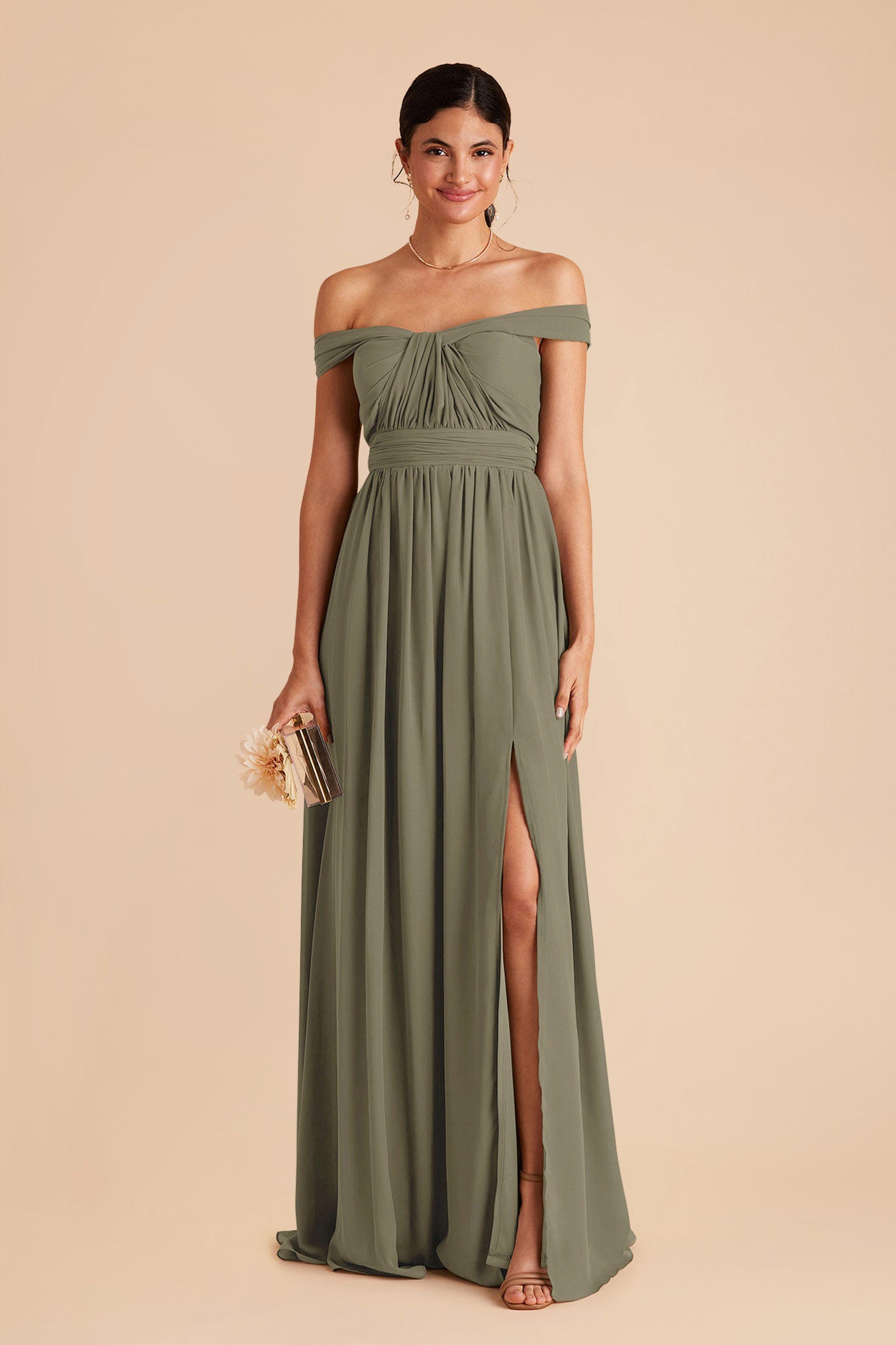 Thyme Grace Chiffon Dress with Slit by Birdy Grey