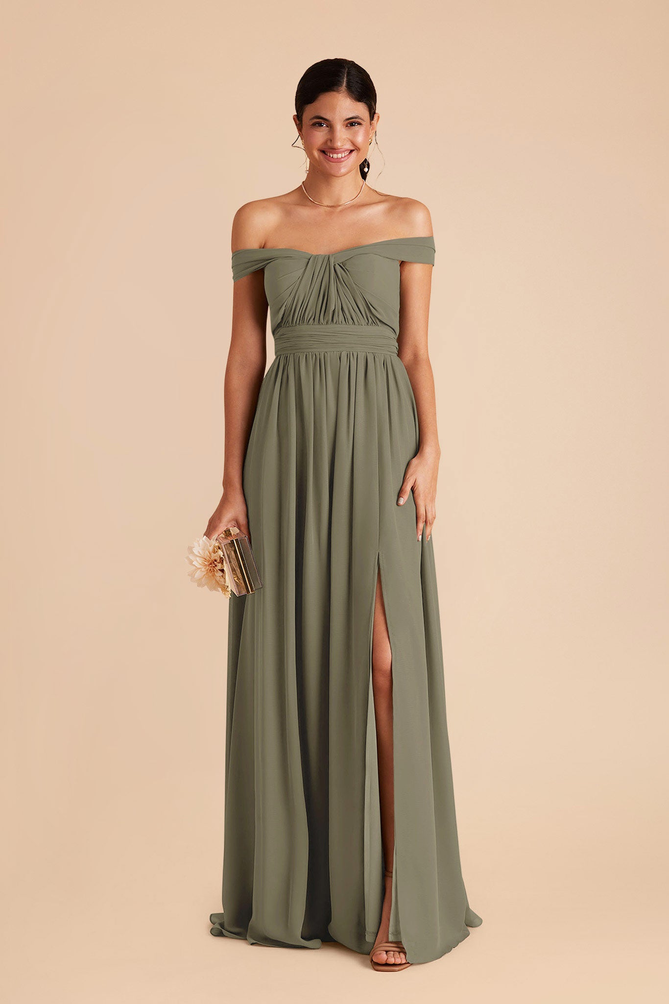 Thyme Grace Chiffon Dress with Slit by Birdy Grey