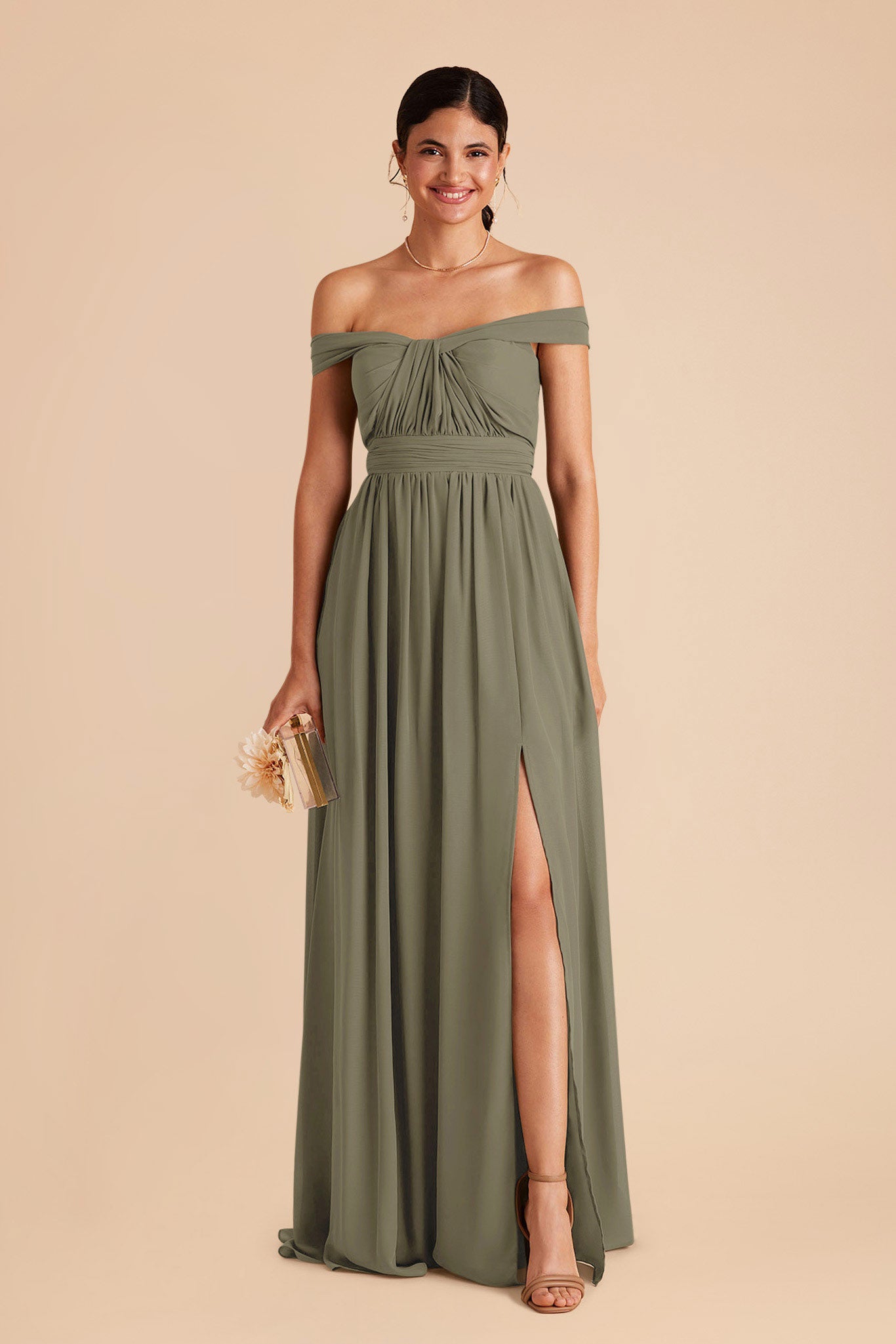 Thyme Grace Chiffon Dress with Slit by Birdy Grey