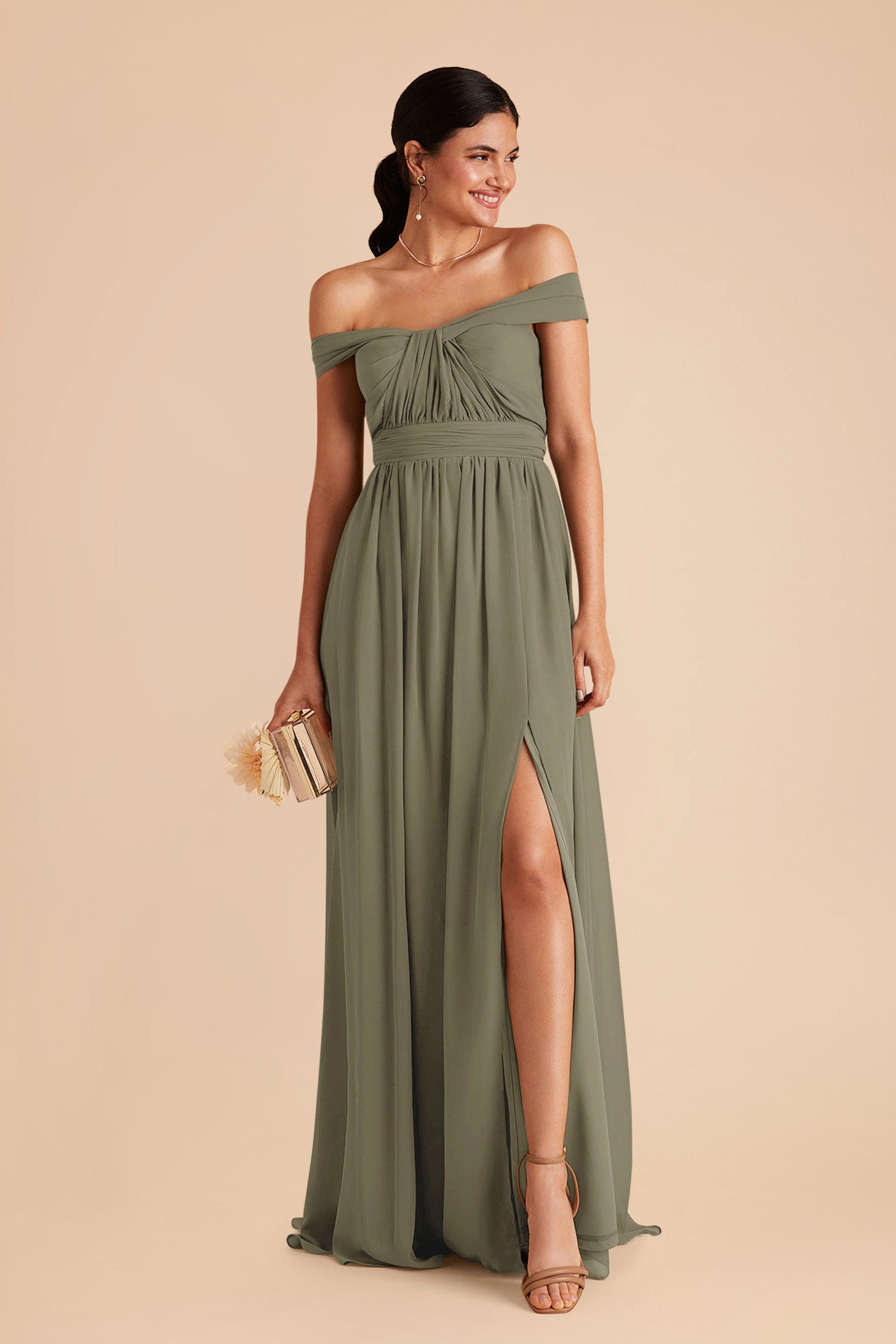 Thyme Grace Chiffon Dress with Slit by Birdy Grey