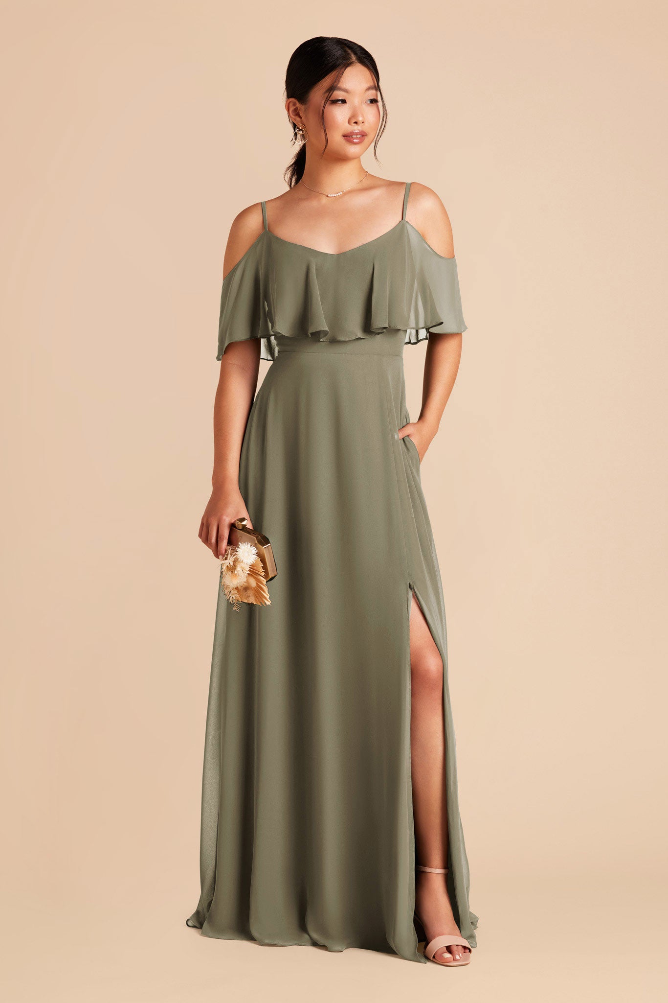 Thyme Jane Chiffon Dress with Slit by Birdy Grey