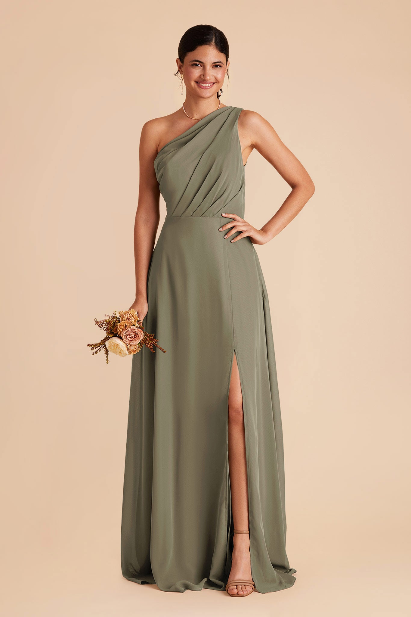 Thyme Kira Chiffon Dress with Slit by Birdy Grey