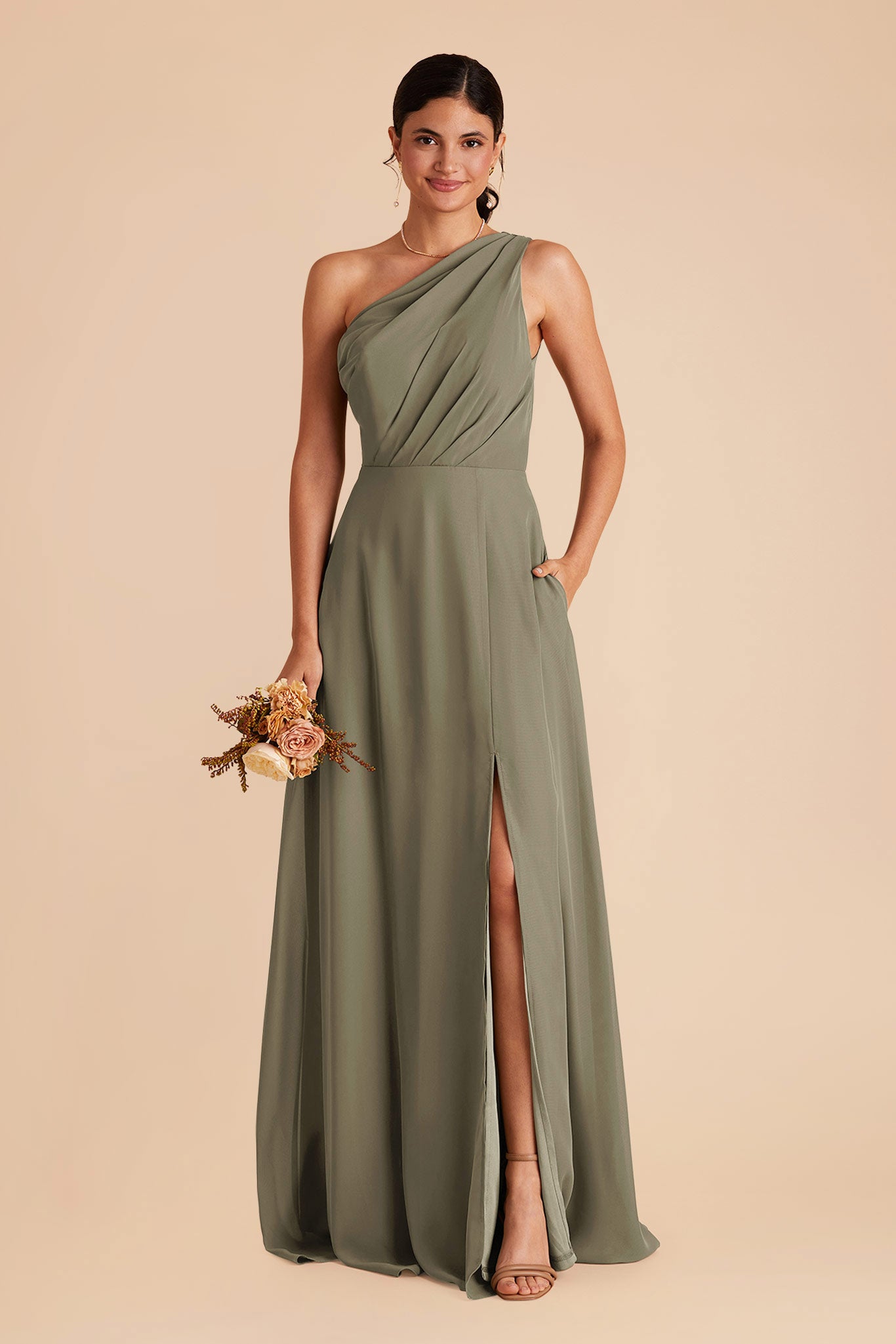 Thyme Kira Chiffon Dress with Slit by Birdy Grey